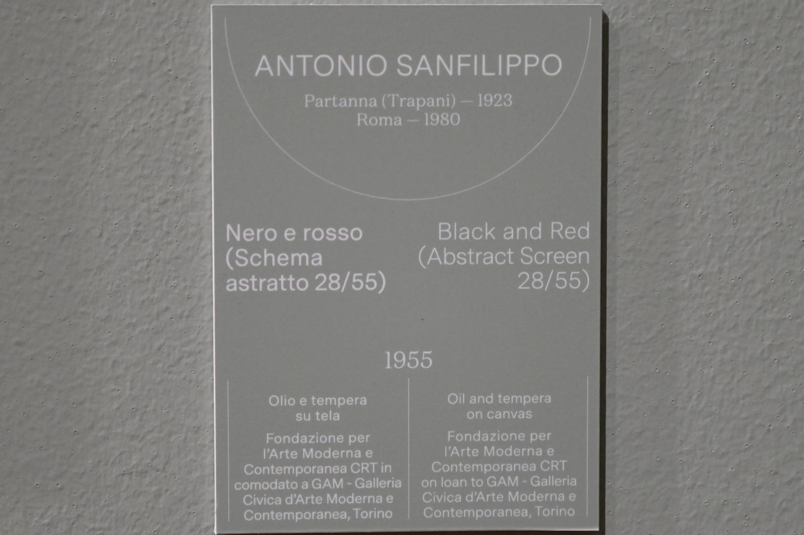 Antonio Sanfilippo (1955), Schwarz und Rot (Abstraktes Schema 28/55), Turin, Galleria civica d'arte moderna e contemporanea (GAM Torino), Saal 12, 1955, Bild 2/2