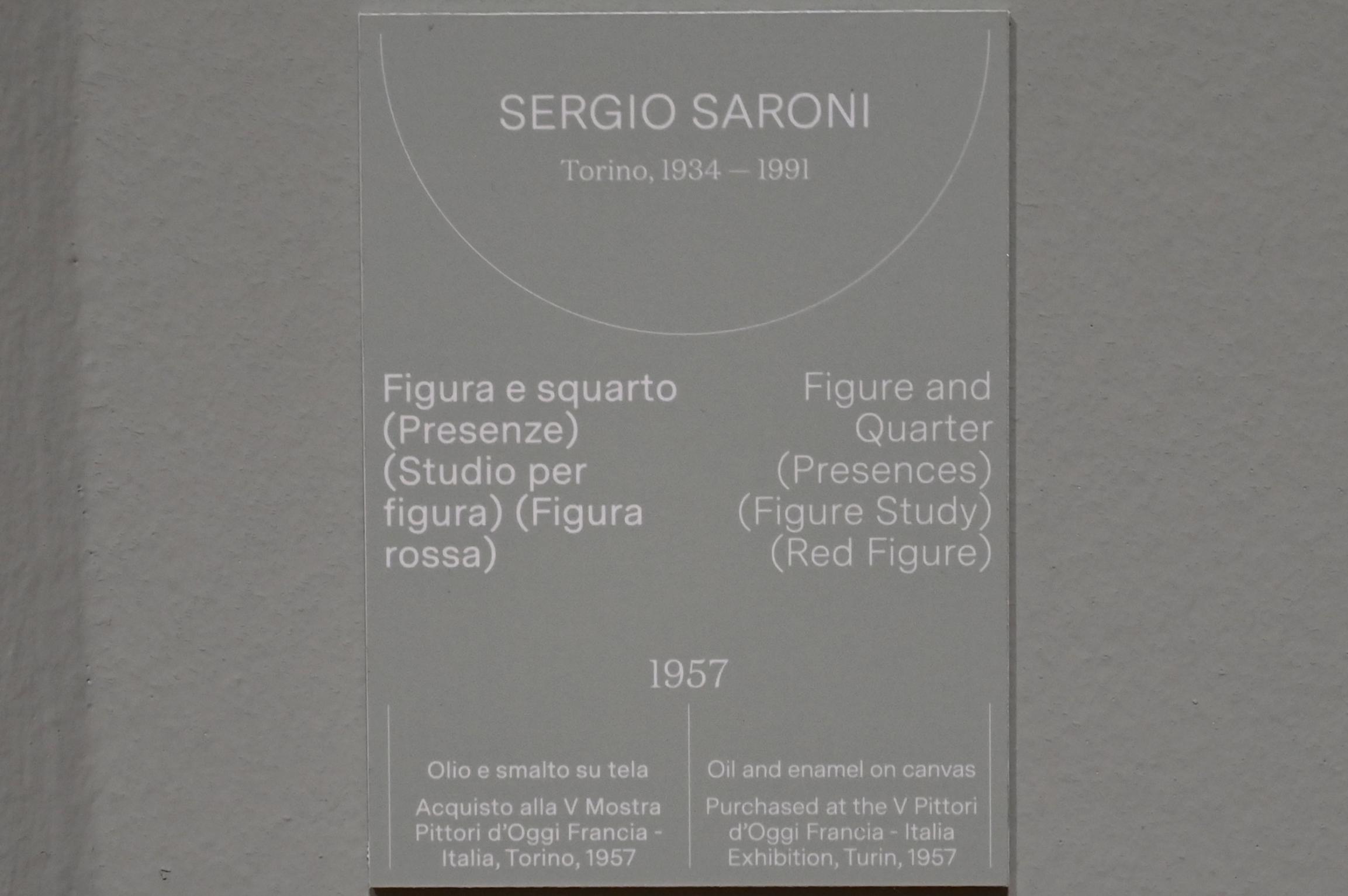 Sergio Saroni (1957), Figur und Viertel (Anwesenheit) (Figurstudie) (Rote Figur), Turin, Galleria civica d'arte moderna e contemporanea (GAM Torino), Saal 12a, 1957, Bild 2/2