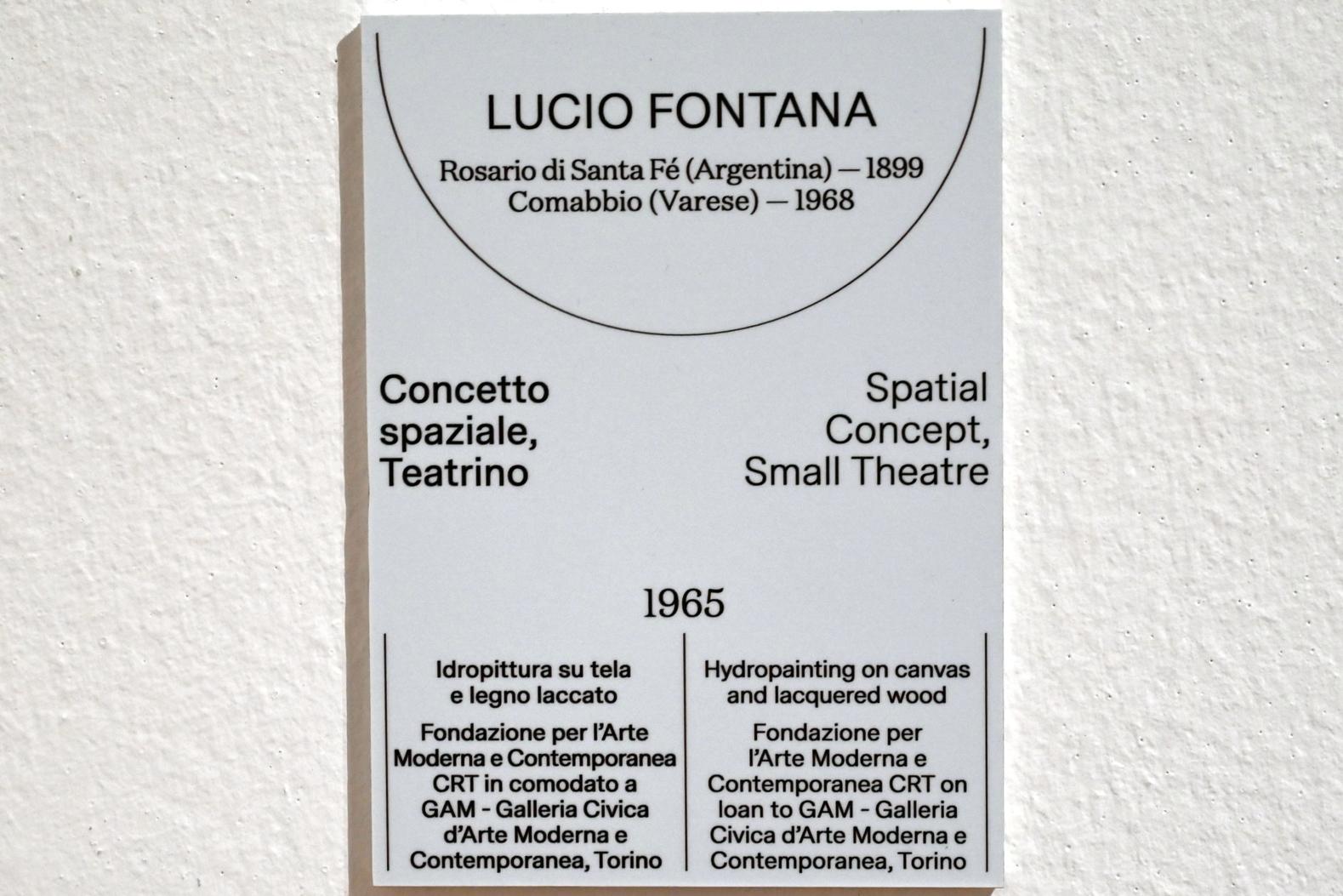Lucio Fontana (1934–1966), Räumliches Konzept, Kleines Theater, Turin, Galleria civica d'arte moderna e contemporanea (GAM Torino), Saal 14, 1965, Bild 4/4