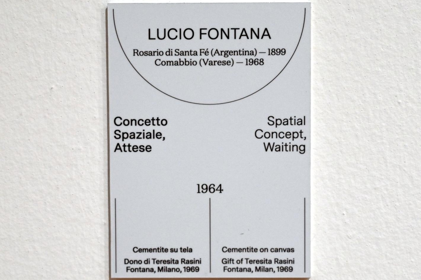 Lucio Fontana (1934–1966), Räumliches Konzept, Warten, Turin, Galleria civica d'arte moderna e contemporanea (GAM Torino), Saal 14, 1964, Bild 2/2