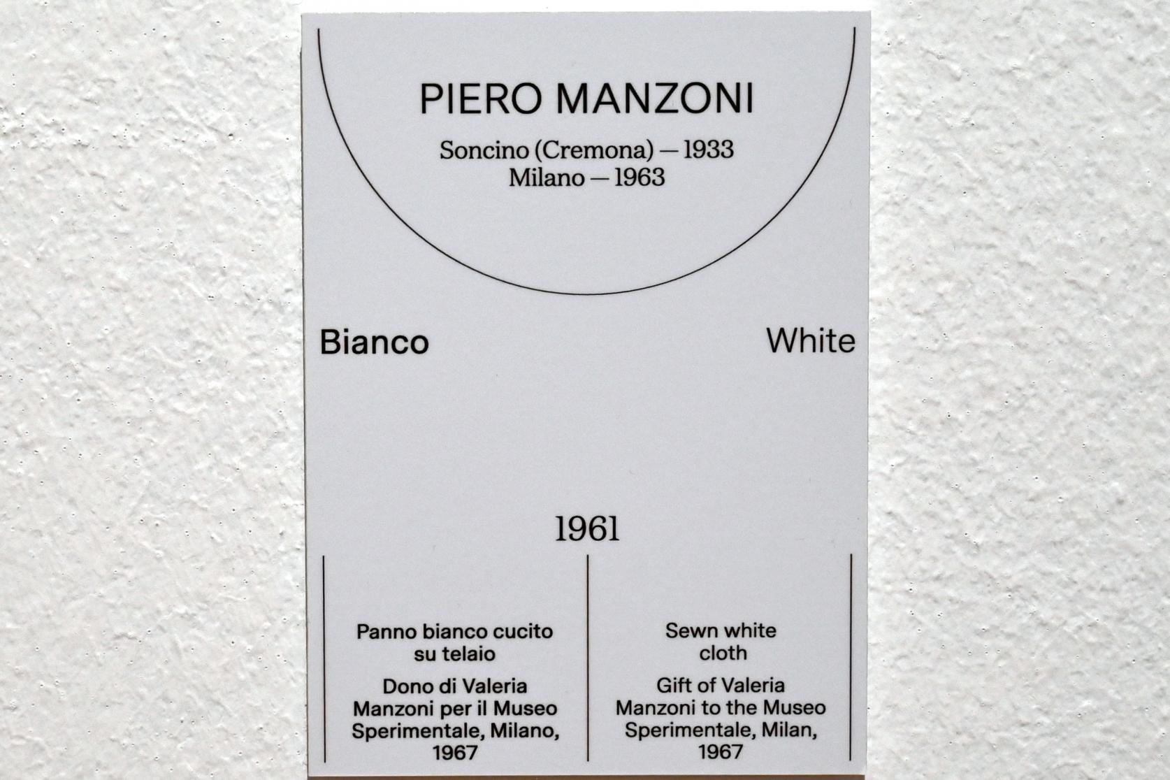 Piero Manzoni (1958–1961), Weiß, Turin, Galleria civica d'arte moderna e contemporanea (GAM Torino), Saal 17, 1961, Bild 2/2