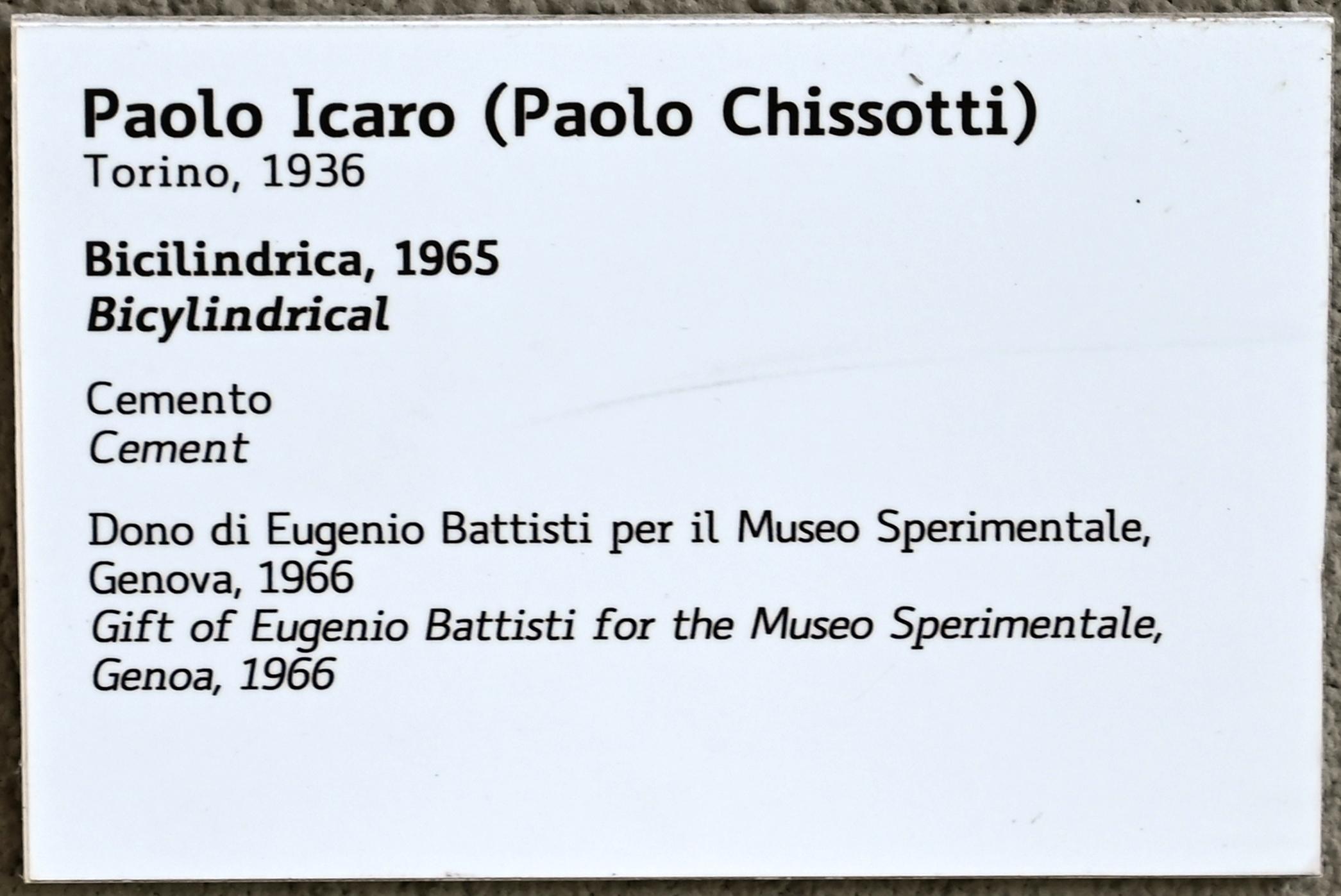Paolo Icaro (Paolo Chissotti) (1965), Bizylindrisch, Turin, Galleria civica d'arte moderna e contemporanea (GAM Torino), Eingang, 1965, Bild 3/3