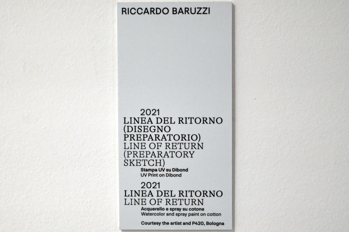 Riccardo Baruzzi (2019–2021), Rückleitung (Vorzeichnung), Turin, Galleria civica d'arte moderna e contemporanea (GAM Torino), Untergeschoß 1, 2021, Bild 2/2