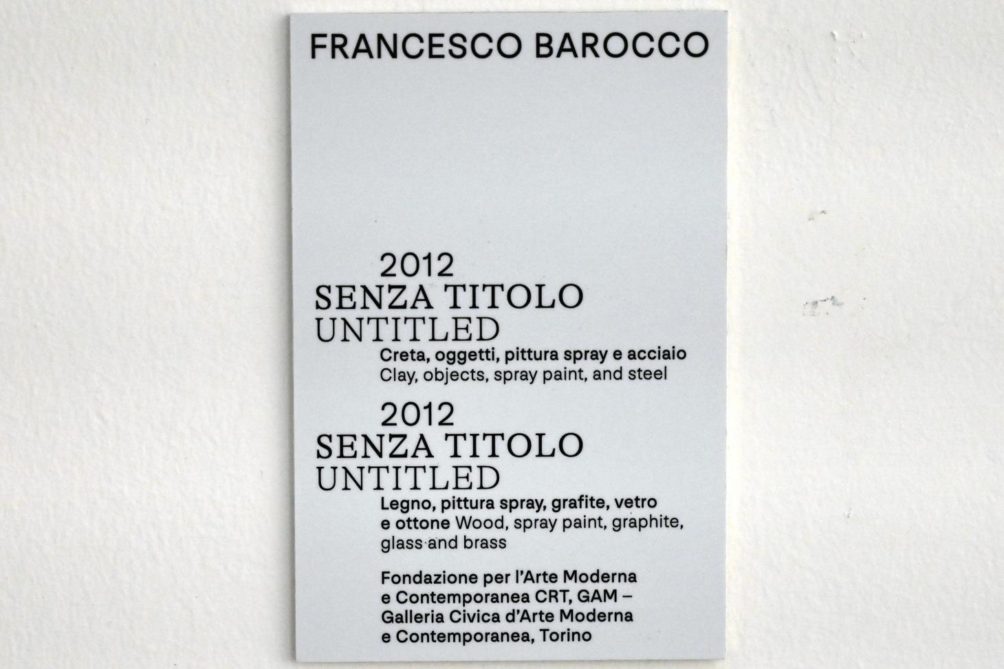 Francesco Barocco (2012–2021), Ohne Titel, Turin, Galleria civica d'arte moderna e contemporanea (GAM Torino), Untergeschoß 2, 2012, Bild 4/4