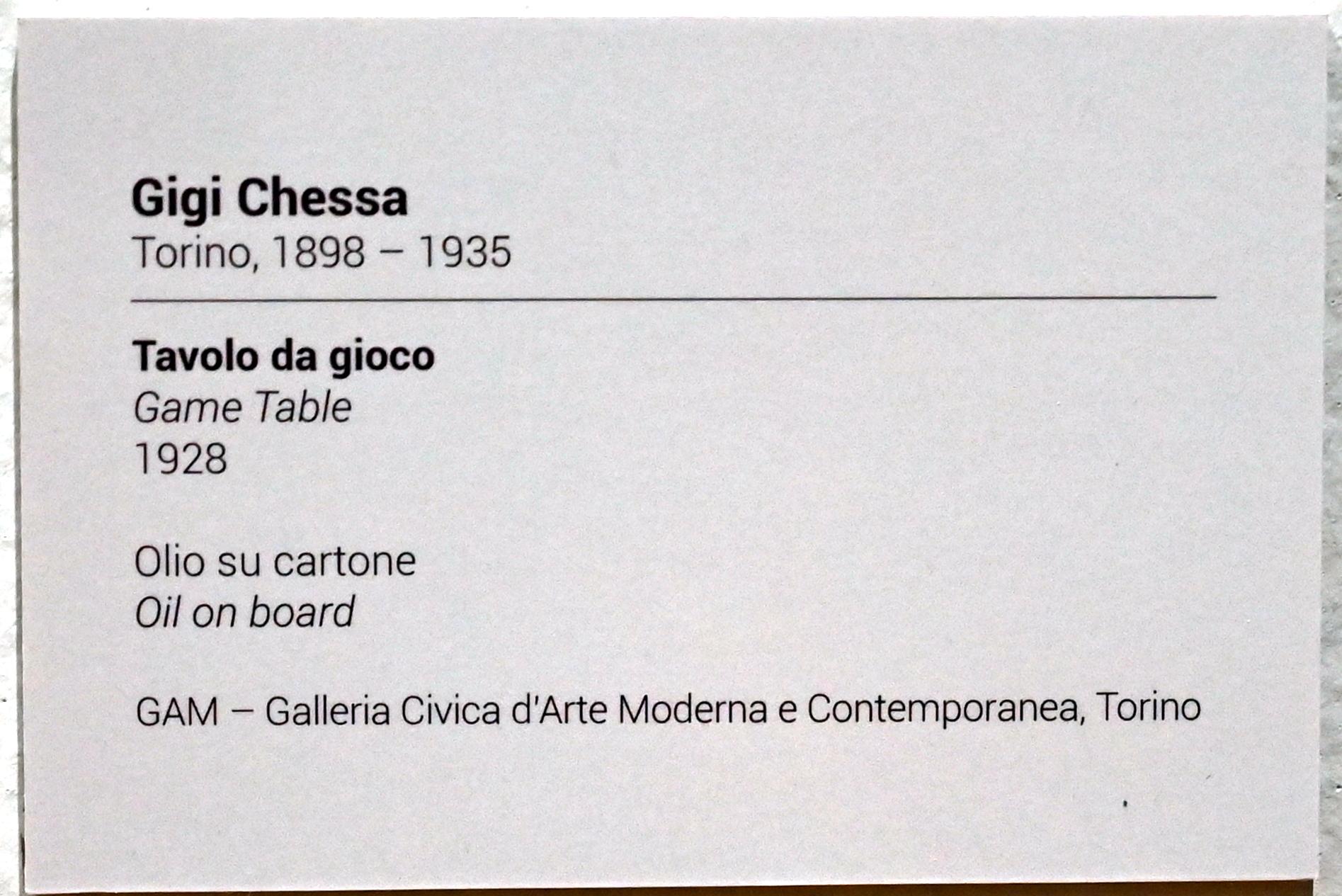 Gigi Chessa (1928–1934), Spieltisch, Turin, GAM Torino, Ausstellung "Eine Reise gegen den Strom" vom 05.05.-12.09.2021, Saal 1, 1928, Bild 2/2