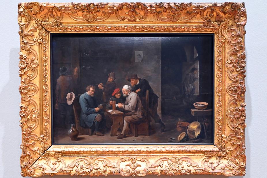 David Teniers der Jüngere (1633–1682), Die Kartenspieler, Turin, GAM Torino, Ausstellung "Eine Reise gegen den Strom" vom 05.05.-12.09.2021, Saal 1, um 1650