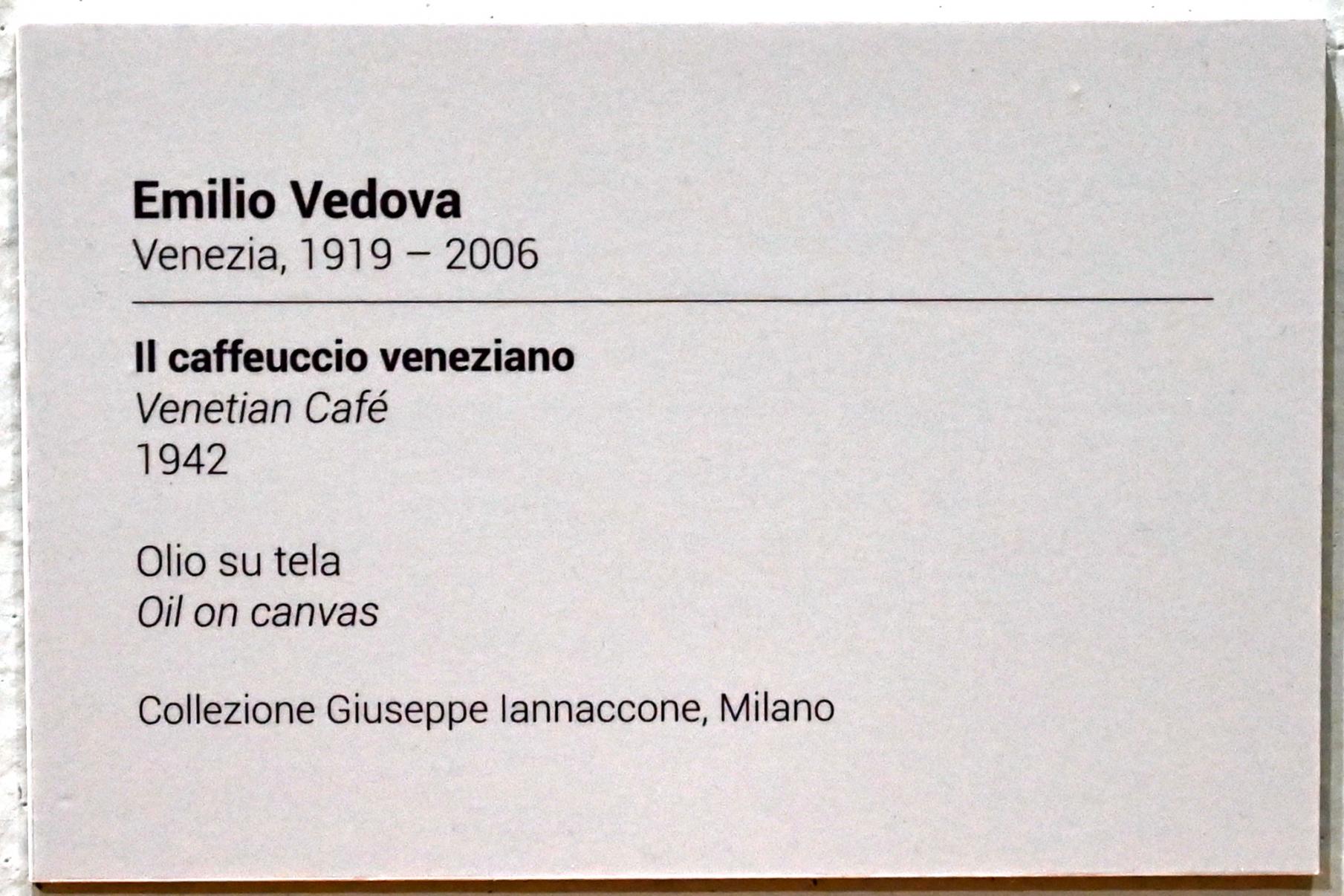 Emilio Vedova (1942–1983), Venezianisches Café, Turin, GAM Torino, Ausstellung "Eine Reise gegen den Strom" vom 05.05.-12.09.2021, Saal 1, 1942, Bild 2/2