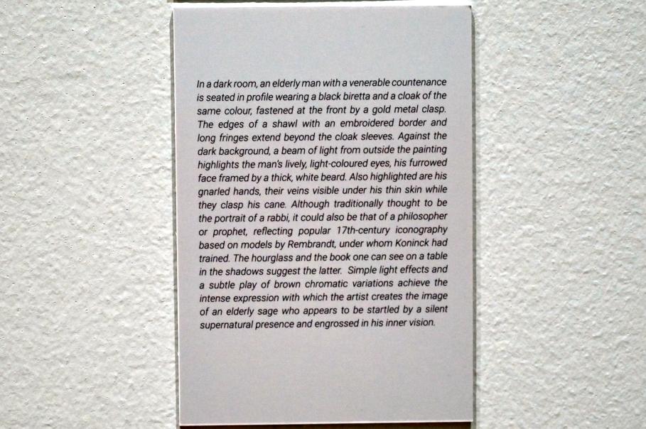 Salomon Koninck (1643–1649), Porträt eines Rabbi oder eines Philosophen, Turin, GAM Torino, Ausstellung "Eine Reise gegen den Strom" vom 05.05.-12.09.2021, Saal 1, 1645–1650, Bild 4/5