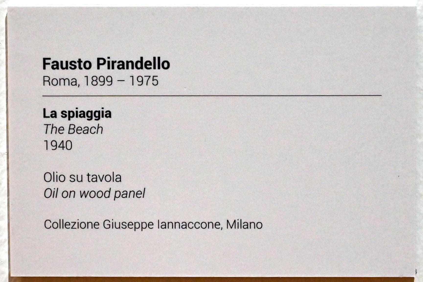 Fausto Pirandello (1925–1942), Am Strand, Turin, GAM Torino, Ausstellung "Eine Reise gegen den Strom" vom 05.05.-12.09.2021, Saal 2, 1940, Bild 2/2