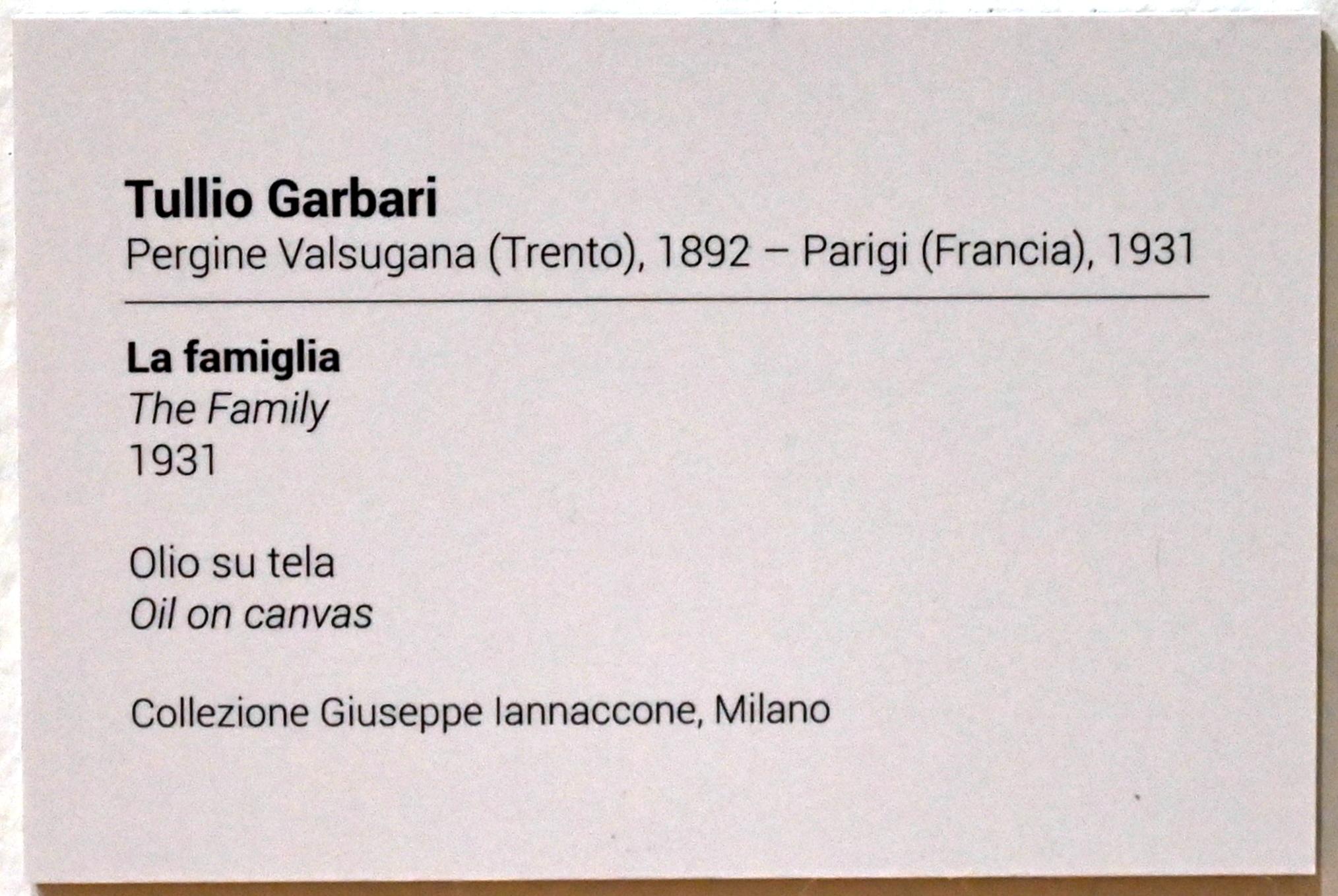 Tullio Garbari (1931), Die Familie, Turin, GAM Torino, Ausstellung "Eine Reise gegen den Strom" vom 05.05.-12.09.2021, Saal 2, 1931, Bild 2/2