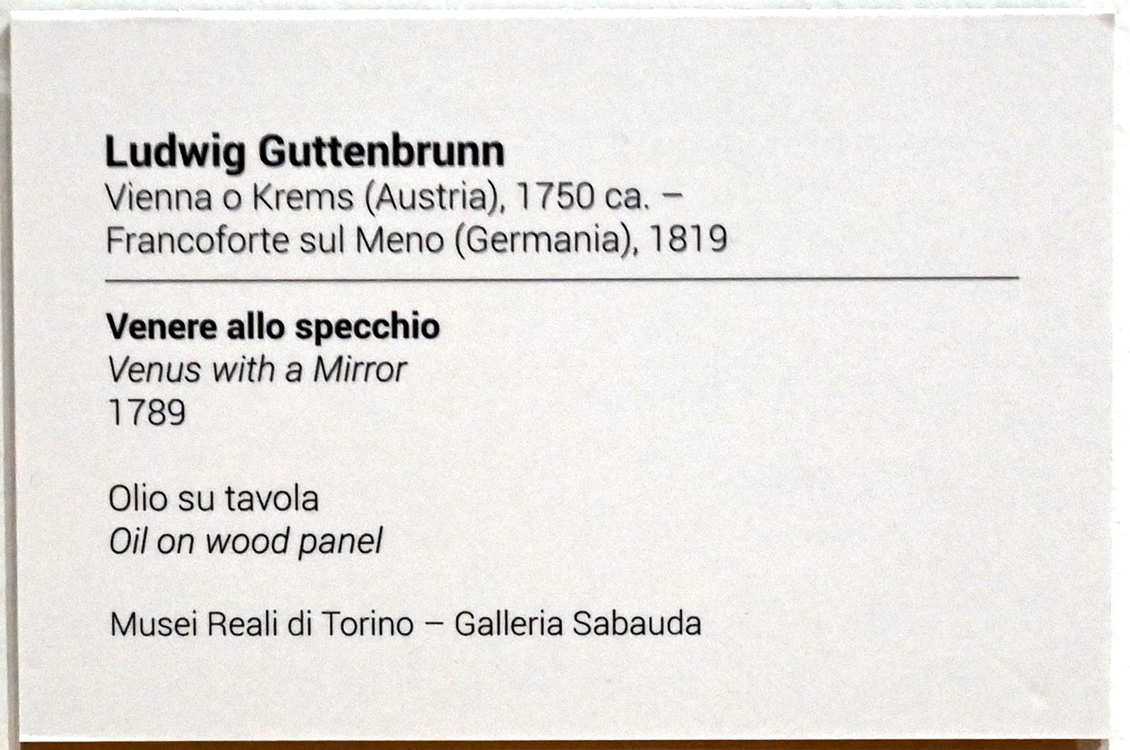 Ludwig Guttenbrunn (1789), Venus vor dem Spiegel, Turin, GAM Torino, Ausstellung "Eine Reise gegen den Strom" vom 05.05.-12.09.2021, Saal 2, 1789, Bild 2/4