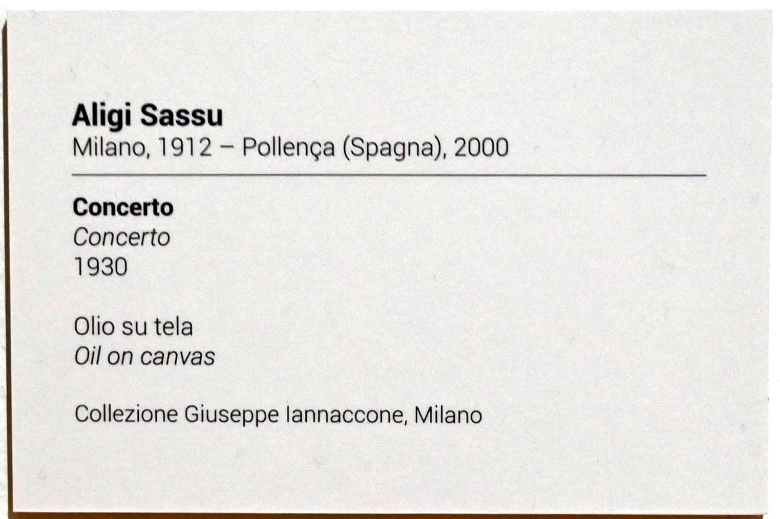 Aligi Sassu (1930–1946), Konzert, Turin, GAM Torino, Ausstellung "Eine Reise gegen den Strom" vom 05.05.-12.09.2021, Saal 2, 1930, Bild 2/2