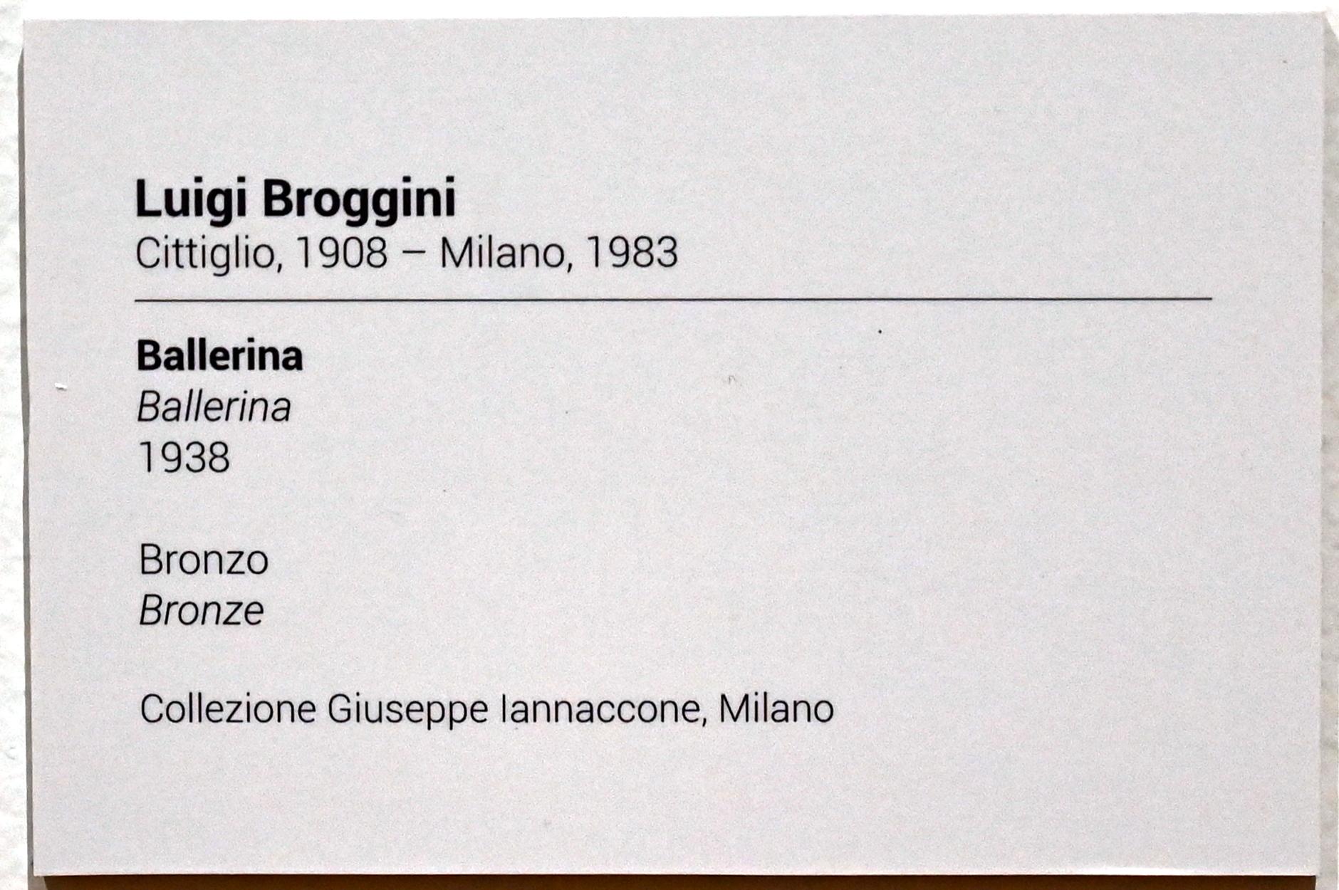 Luigi Broggini (1933–1938), Ballerina, Turin, GAM Torino, Ausstellung "Eine Reise gegen den Strom" vom 05.05.-12.09.2021, Saal 3, 1938, Bild 3/3