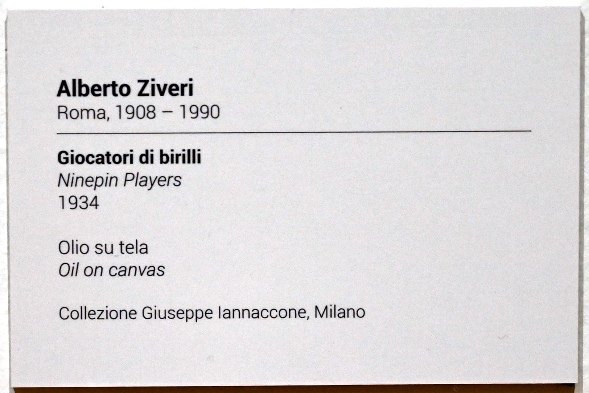 Alberto Ziveri (1934–1945), Tischkegelspieler, Turin, GAM Torino, Ausstellung "Eine Reise gegen den Strom" vom 05.05.-12.09.2021, Saal 3, 1934, Bild 2/2