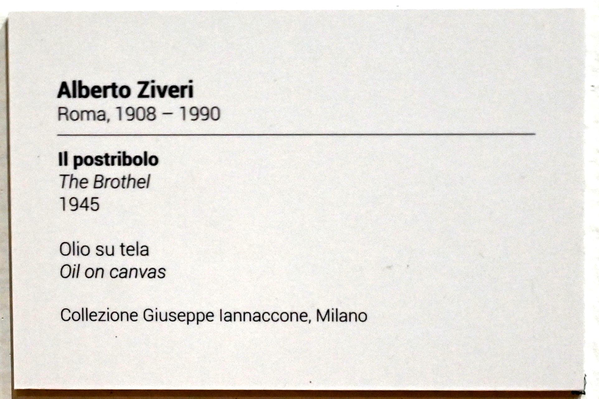 Alberto Ziveri (1934–1945), Bordellszene, Turin, GAM Torino, Ausstellung "Eine Reise gegen den Strom" vom 05.05.-12.09.2021, Saal 3, 1945, Bild 2/2