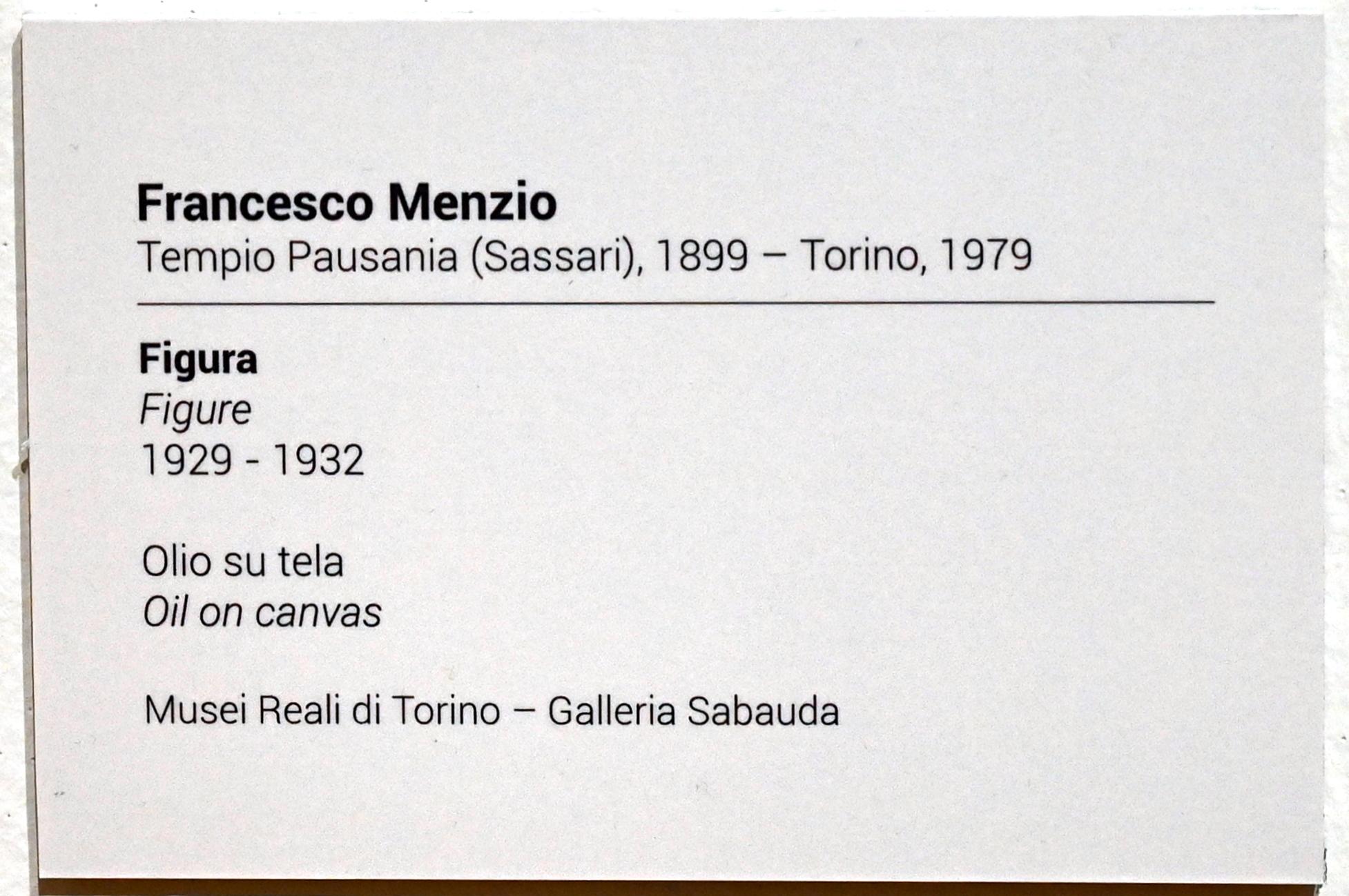 Francesco Menzio (1924–1931), Figur, Turin, GAM Torino, Ausstellung "Eine Reise gegen den Strom" vom 05.05.-12.09.2021, Saal 3, 1929–1932, Bild 2/2