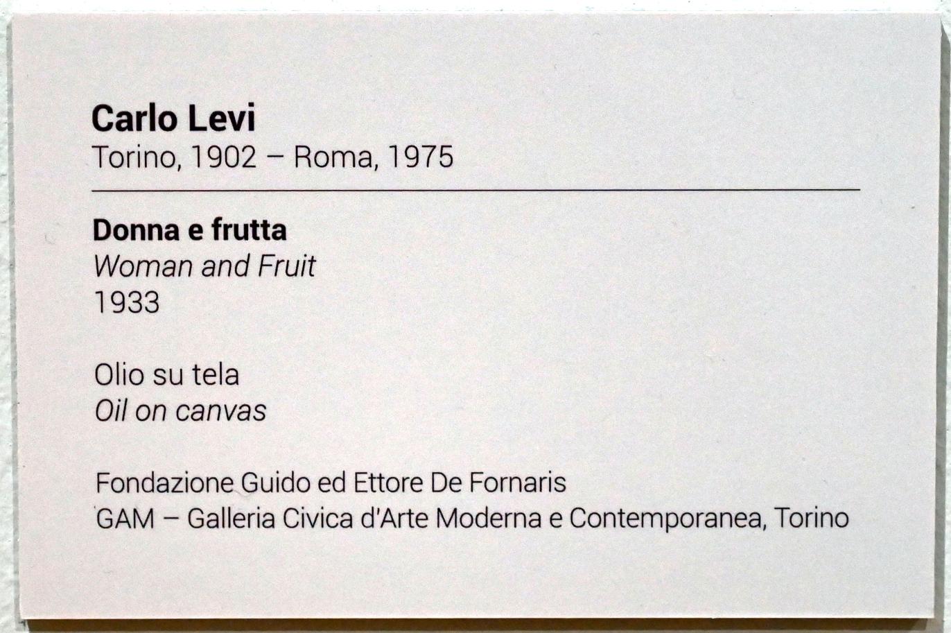 Carlo Levi (1928–1938), Frau und Obst, Turin, GAM Torino, Ausstellung "Eine Reise gegen den Strom" vom 05.05.-12.09.2021, Saal 4, 1933, Bild 2/2