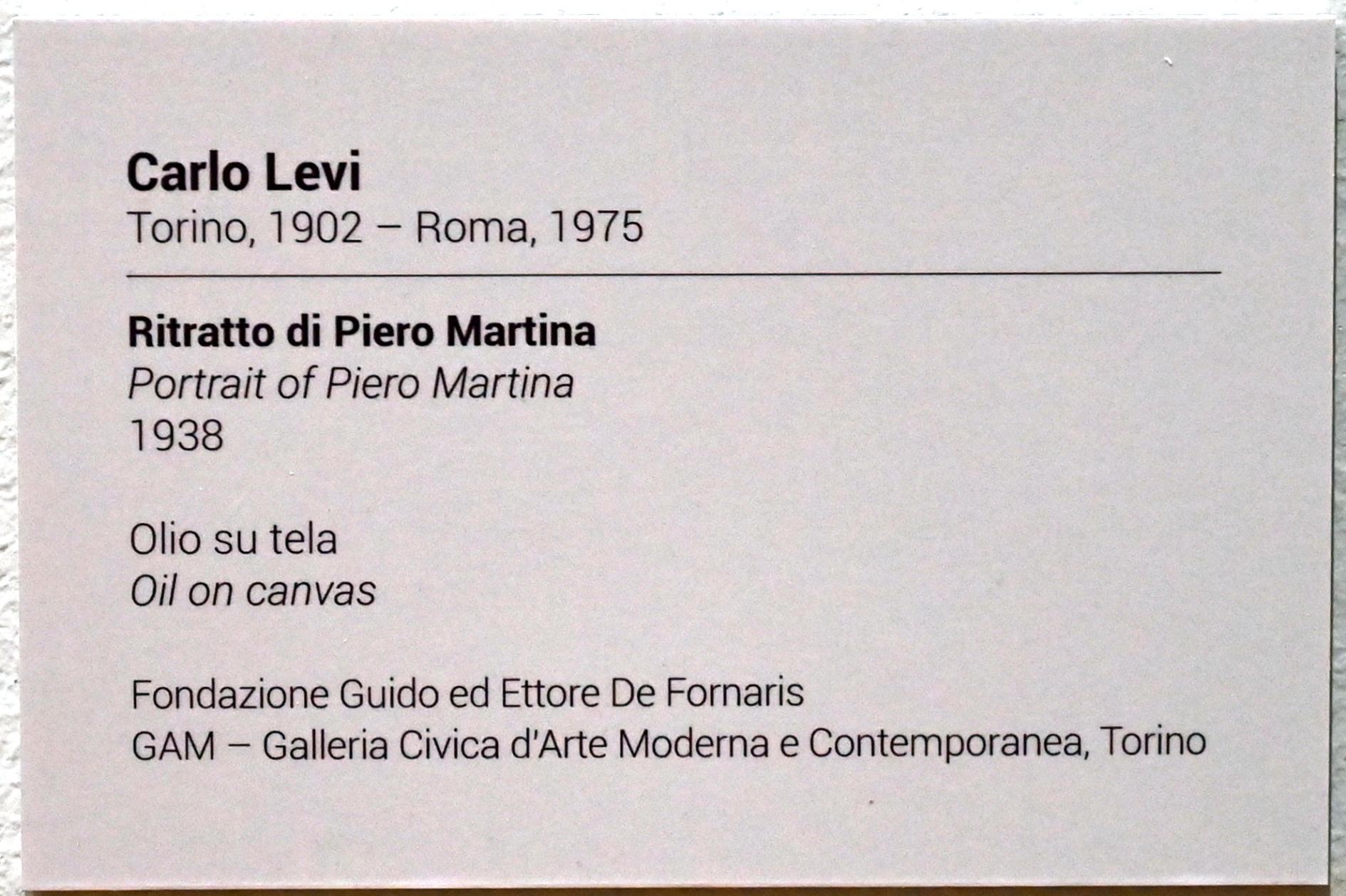 Carlo Levi (1928–1938), Porträt Piero Martina, Turin, GAM Torino, Ausstellung "Eine Reise gegen den Strom" vom 05.05.-12.09.2021, Saal 4, 1938, Bild 2/2