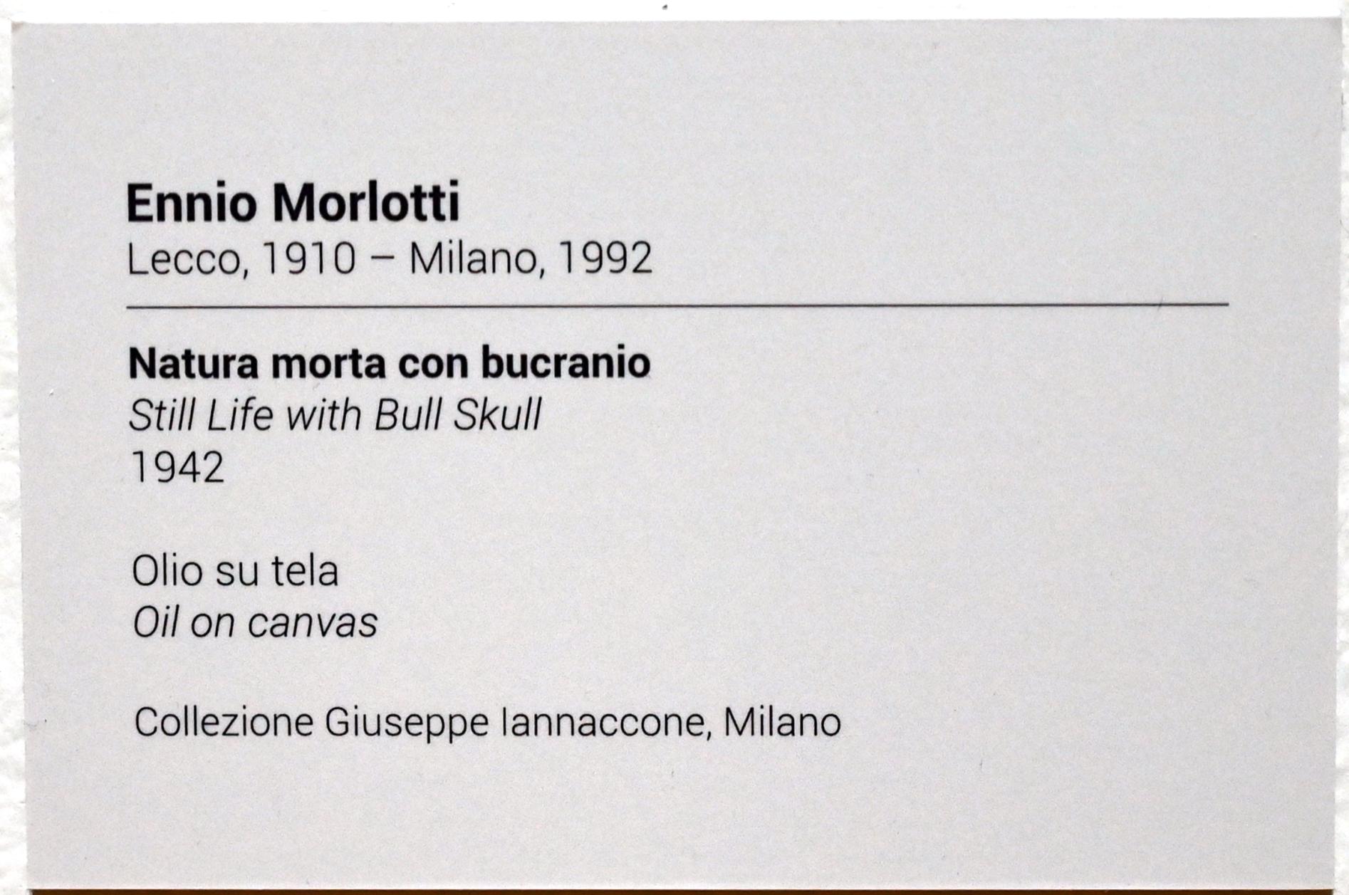 Ennio Morlotti (1942–1987), Stillleben mit Bukranion (Ochsenkopf), Turin, GAM Torino, Ausstellung "Eine Reise gegen den Strom" vom 05.05.-12.09.2021, Saal 5, 1942, Bild 2/2