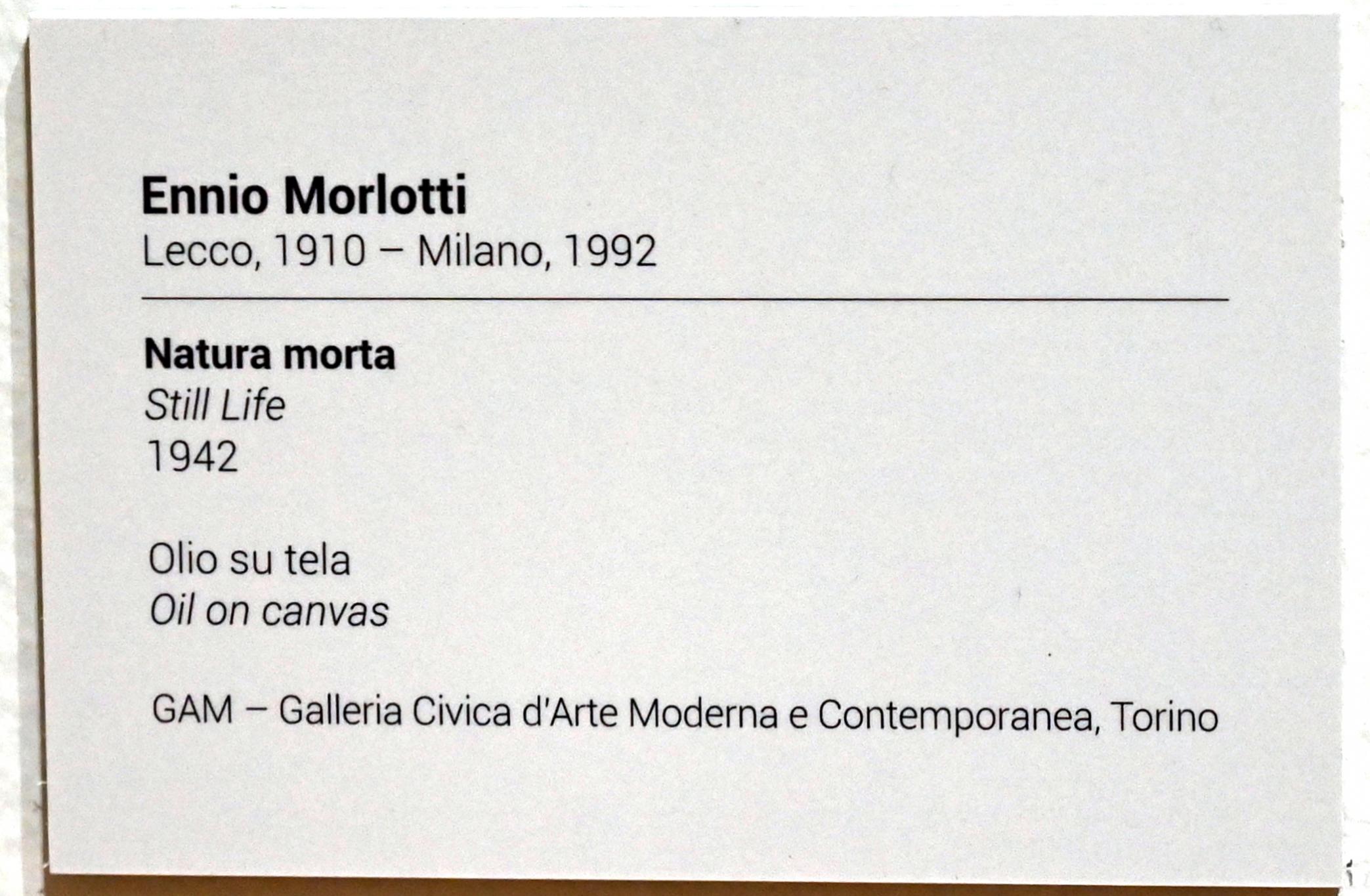 Ennio Morlotti (1942–1987), Stillleben, Turin, GAM Torino, Ausstellung "Eine Reise gegen den Strom" vom 05.05.-12.09.2021, Saal 5, 1942, Bild 2/2