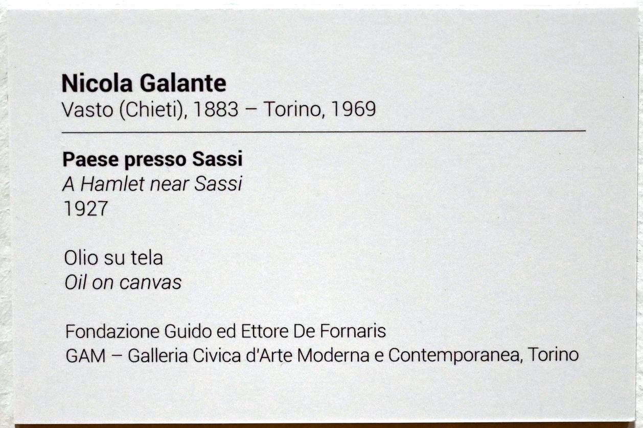 Nicola Galante (1927–1933), Weiler bei Sassi, Turin, GAM Torino, Ausstellung "Eine Reise gegen den Strom" vom 05.05.-12.09.2021, Saal 7, 1927, Bild 2/2