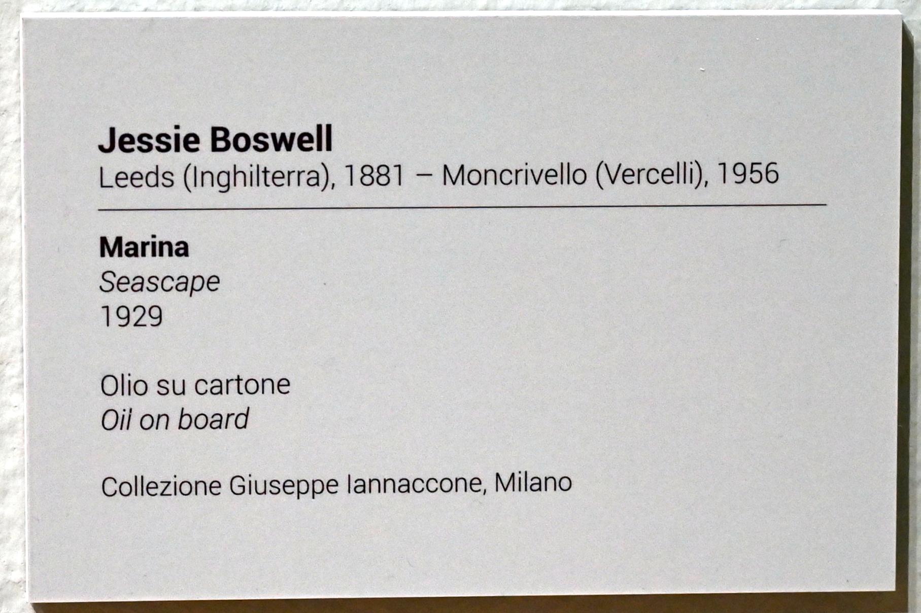 Jessie Boswell (1924–1929), Seestück, Turin, GAM Torino, Ausstellung "Eine Reise gegen den Strom" vom 05.05.-12.09.2021, Saal 7, 1929, Bild 2/2
