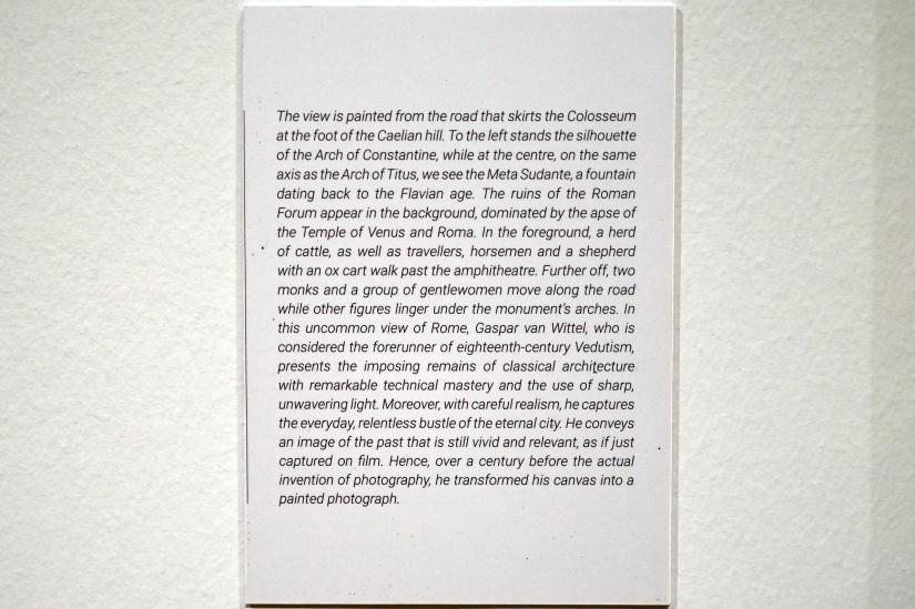 Gaspar Adriaensz. van Wittel (Gaspare Vanvitelli) (1693–1711), Blick auf die Seite des Kolosseums und des Forum Romanum, Turin, GAM Torino, Ausstellung "Eine Reise gegen den Strom" vom 05.05.-12.09.2021, Saal 8, 1711, Bild 3/4