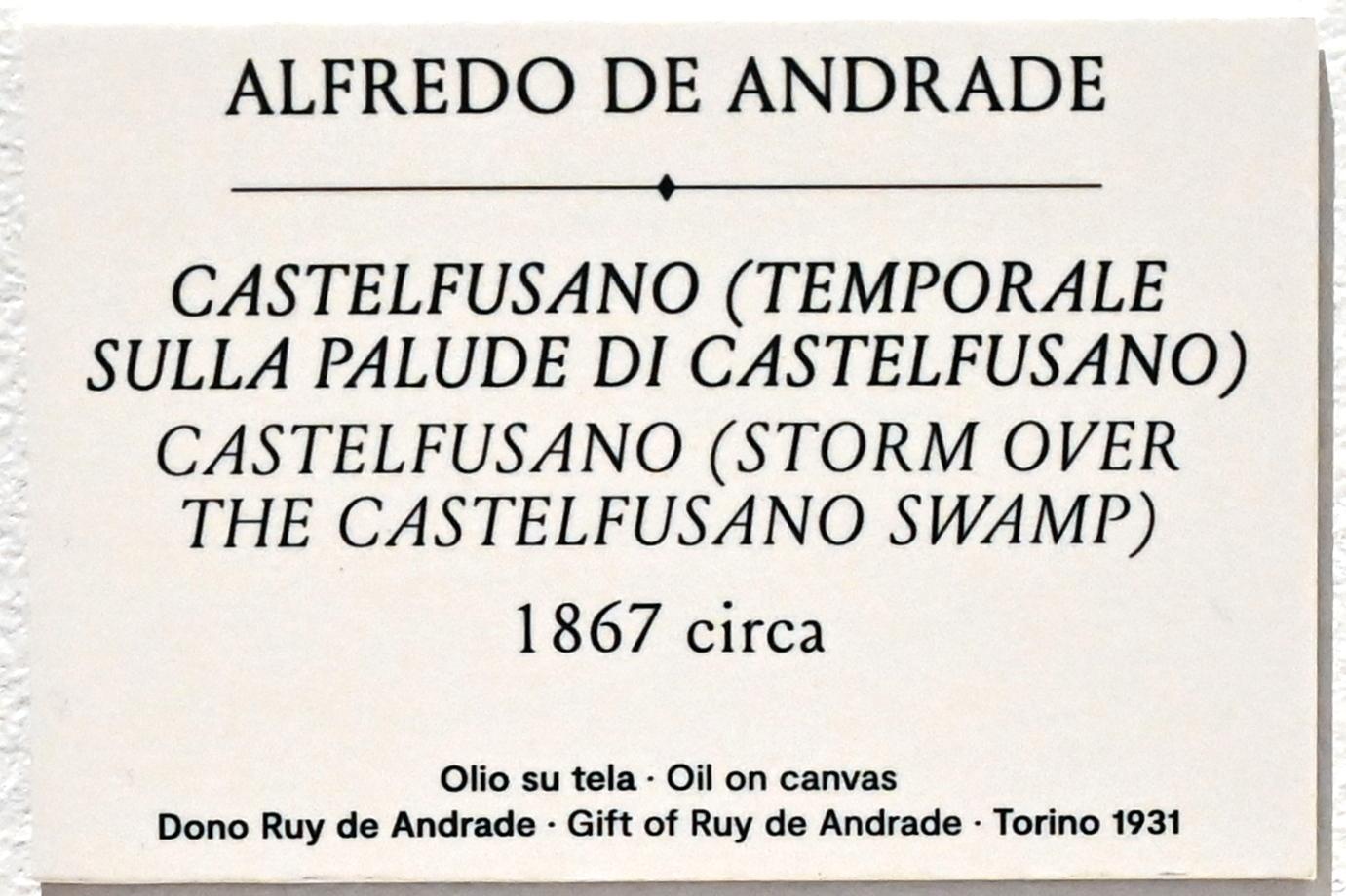 Alfredo d’Andrade (1867–1871), Castelfusano (Sturm am Castelfusano-Sumpf), Turin, GAM Torino, Ausstellung "Natur und Wahrheit" vom 09.07.-17.10.2021, um 1867, Bild 2/3