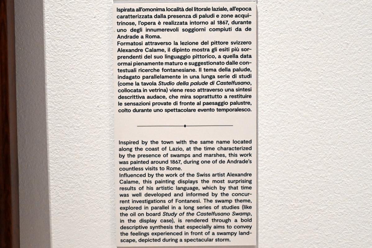 Alfredo d’Andrade (1867–1871), Castelfusano (Sturm am Castelfusano-Sumpf), Turin, GAM Torino, Ausstellung "Natur und Wahrheit" vom 09.07.-17.10.2021, um 1867, Bild 3/3