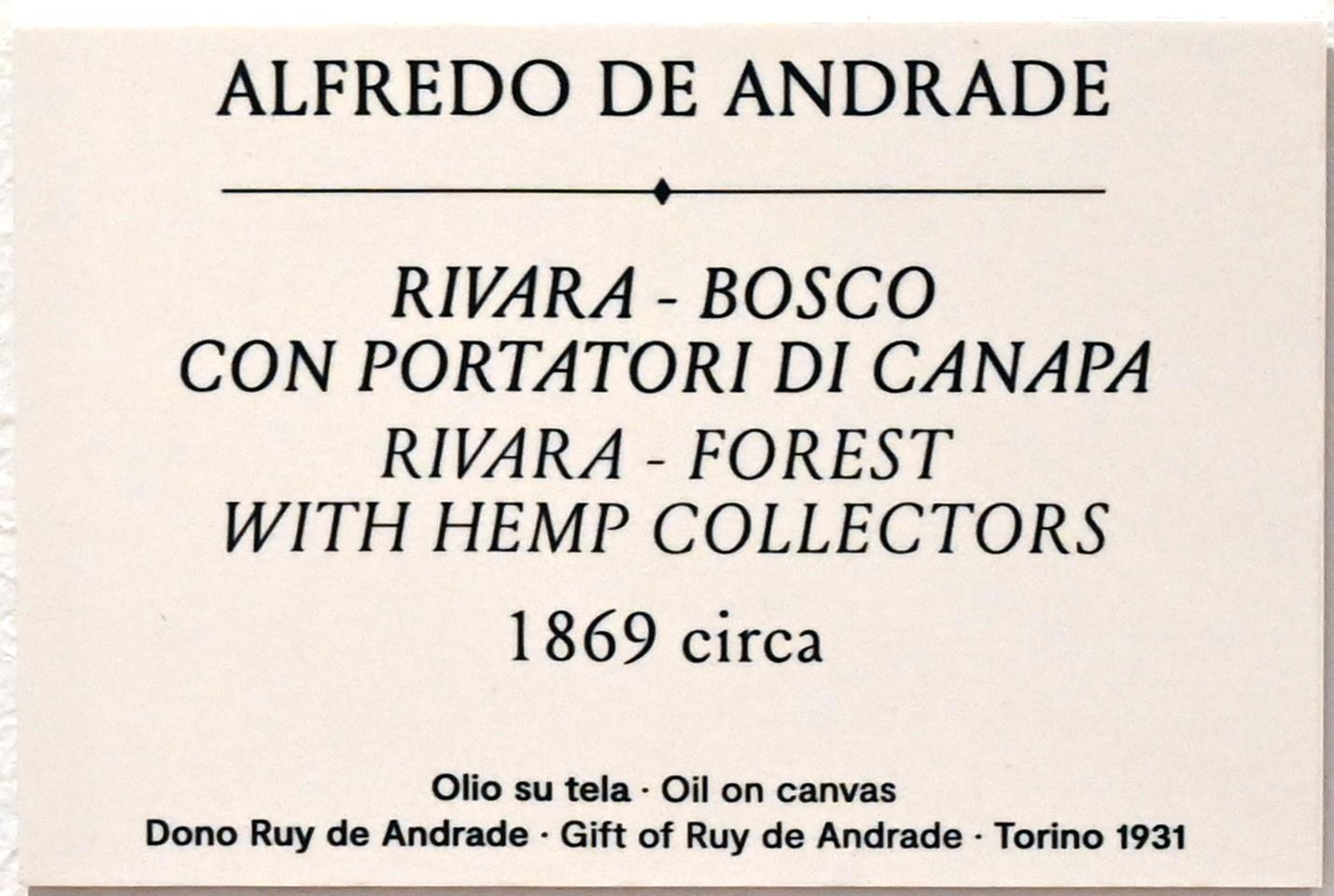 Alfredo d’Andrade (1867–1871), Rivara - Wald mit Hanfsammlern, Turin, GAM Torino, Ausstellung "Natur und Wahrheit" vom 09.07.-17.10.2021, um 1869, Bild 2/2