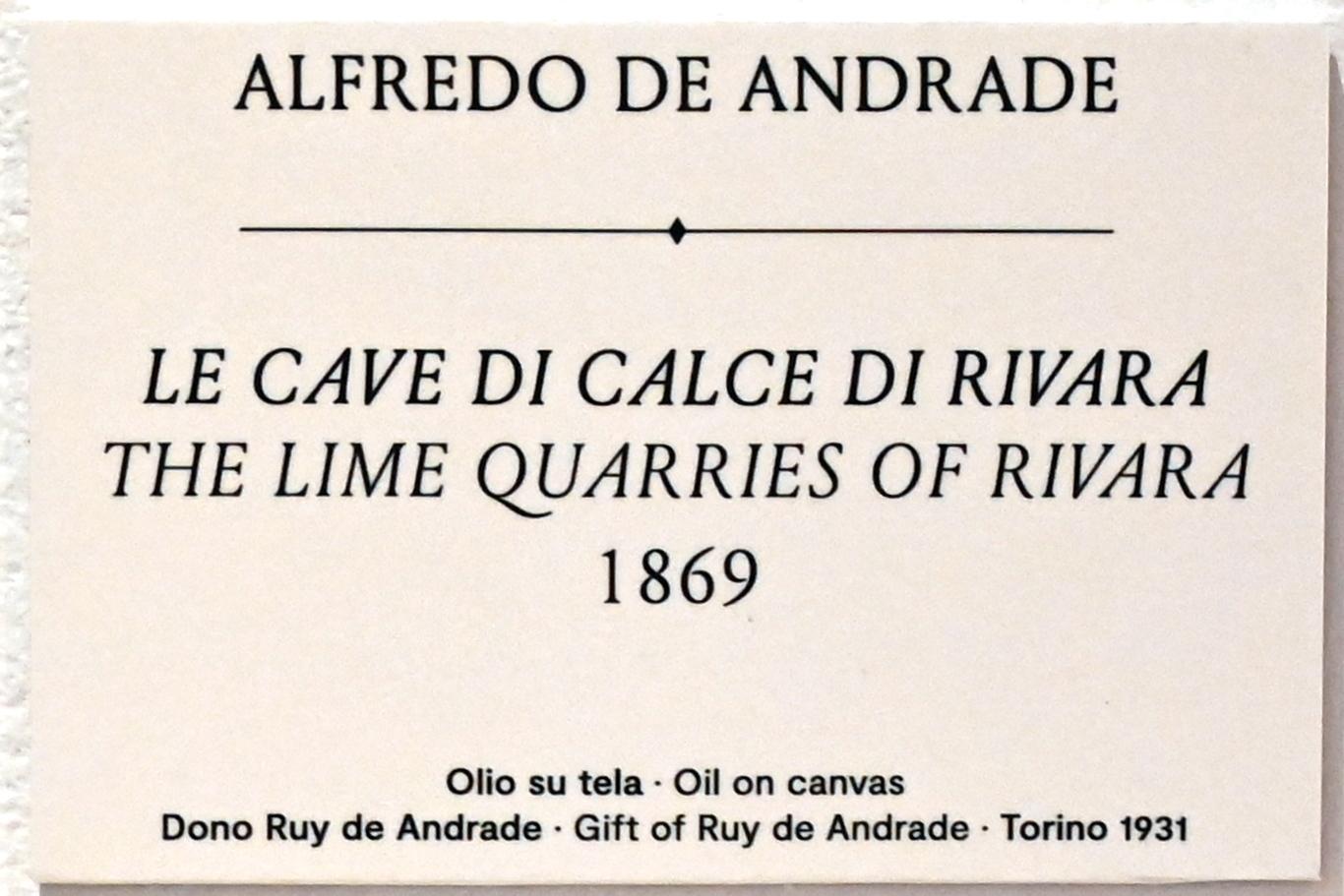 Alfredo d’Andrade (1867–1871), Die Kalksteinbrüche von Rivara, Turin, GAM Torino, Ausstellung "Natur und Wahrheit" vom 09.07.-17.10.2021, 1869, Bild 2/3