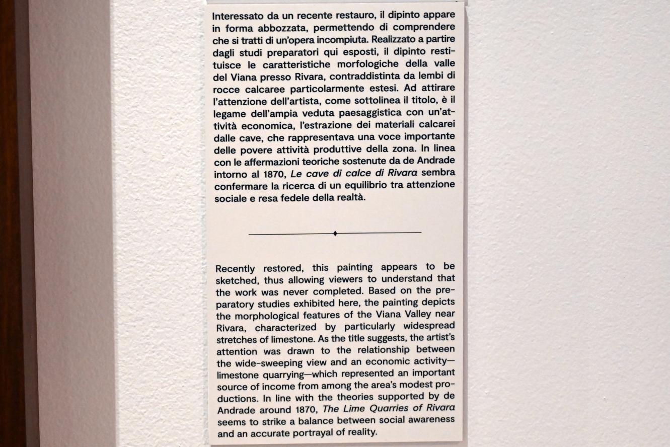 Alfredo d’Andrade (1867–1871), Die Kalksteinbrüche von Rivara, Turin, GAM Torino, Ausstellung "Natur und Wahrheit" vom 09.07.-17.10.2021, 1869, Bild 3/3