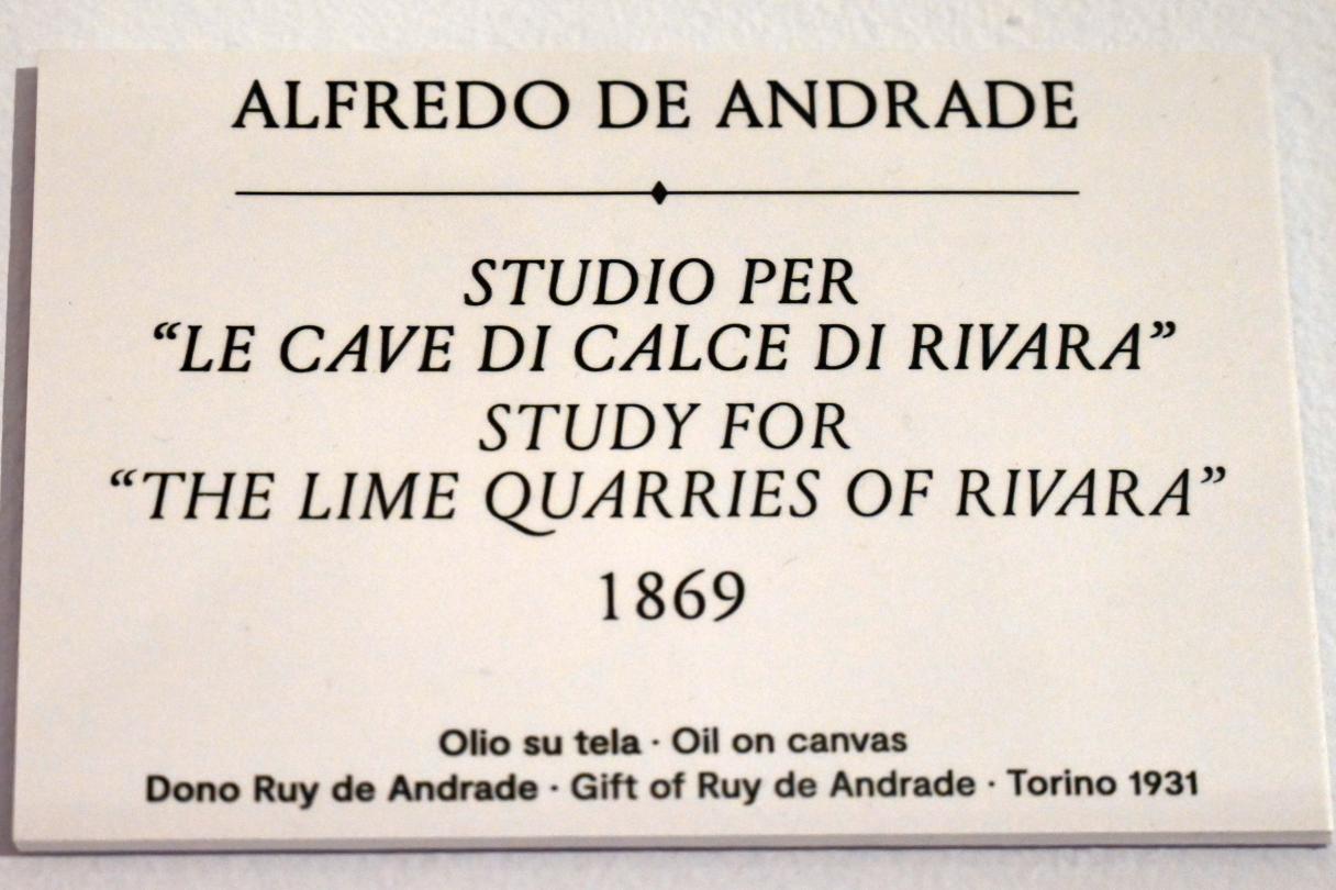 Alfredo d’Andrade (1867–1871), Studie für "Die Kalksteinbrüche von Rivara", Turin, GAM Torino, Ausstellung "Natur und Wahrheit" vom 09.07.-17.10.2021, 1869, Bild 2/2