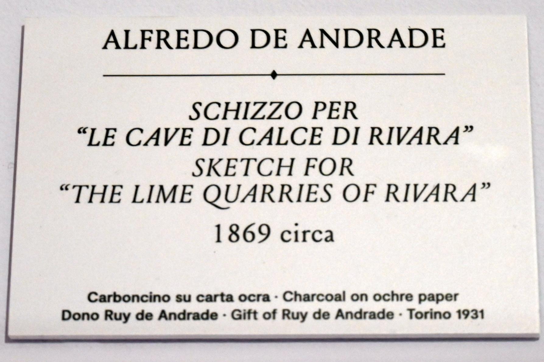 Alfredo d’Andrade (1867–1871), Skizze für "Die Kalksteinbrüche von Rivara", Turin, GAM Torino, Ausstellung "Natur und Wahrheit" vom 09.07.-17.10.2021, um 1869, Bild 2/2