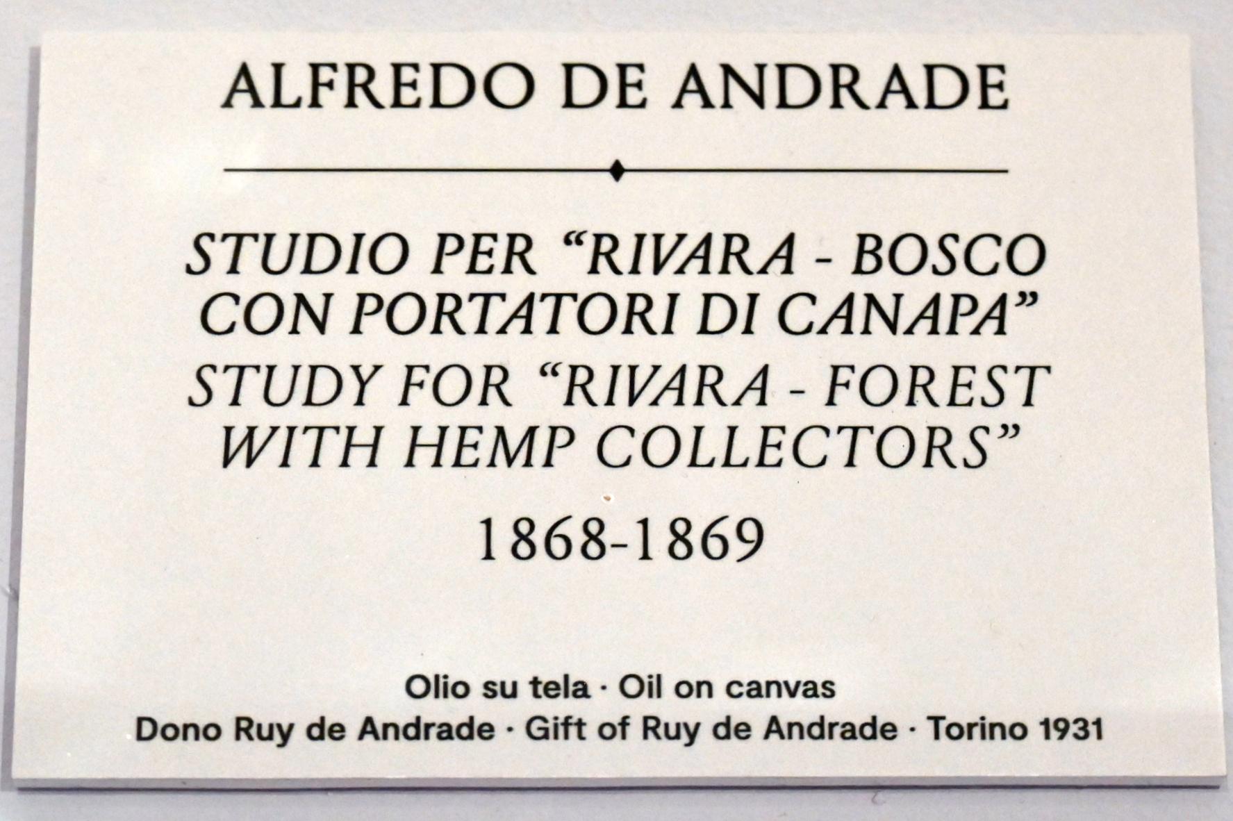 Alfredo d’Andrade (1867–1871), Studie für "Rivara - Wald mit Hanfsammlern", Turin, GAM Torino, Ausstellung "Natur und Wahrheit" vom 09.07.-17.10.2021, 1868–1869, Bild 2/2