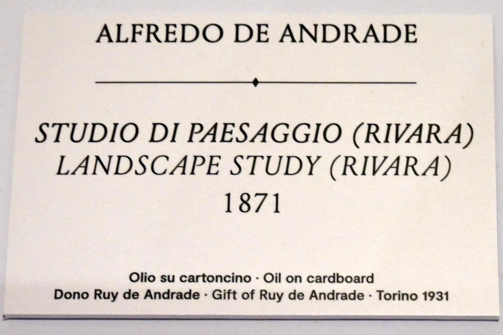 Alfredo d’Andrade (1867–1871), Landschaftsstudie (Rivara), Turin, GAM Torino, Ausstellung "Natur und Wahrheit" vom 09.07.-17.10.2021, 1871, Bild 2/2