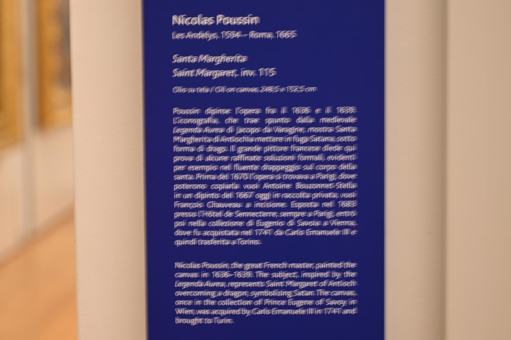 Nicolas Poussin (1624–1663), Heilige Margarethe, Turin, Galleria Sabauda, Saal 28, 1636–1639, Bild 2/2