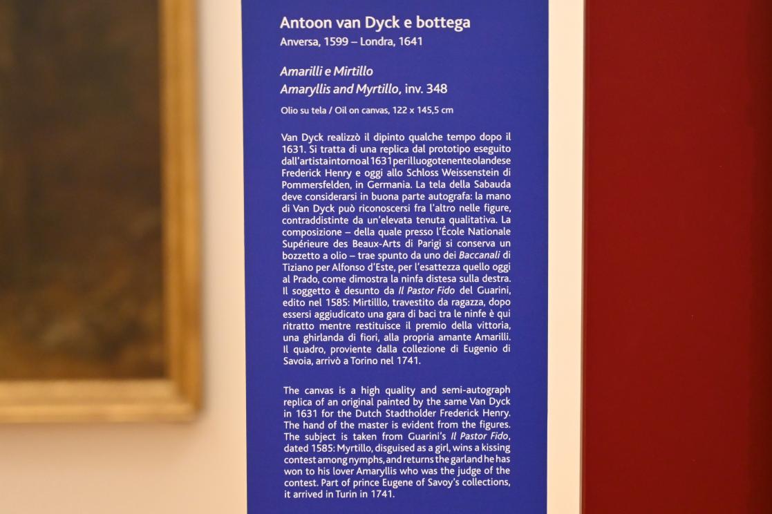 Anthonis (Anton) van Dyck (1614–1641), Amaryllis und Mirtillo, Turin, Galleria Sabauda, Saal 29, 1631, Bild 2/2