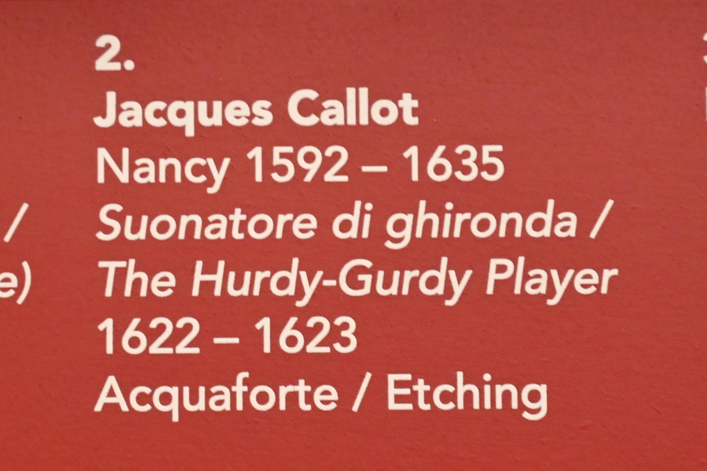 Jacques Callot (1618–1622), Drehleierspieler, Turin, Galleria Sabauda, Saal 18, 1622–1623, Bild 2/2