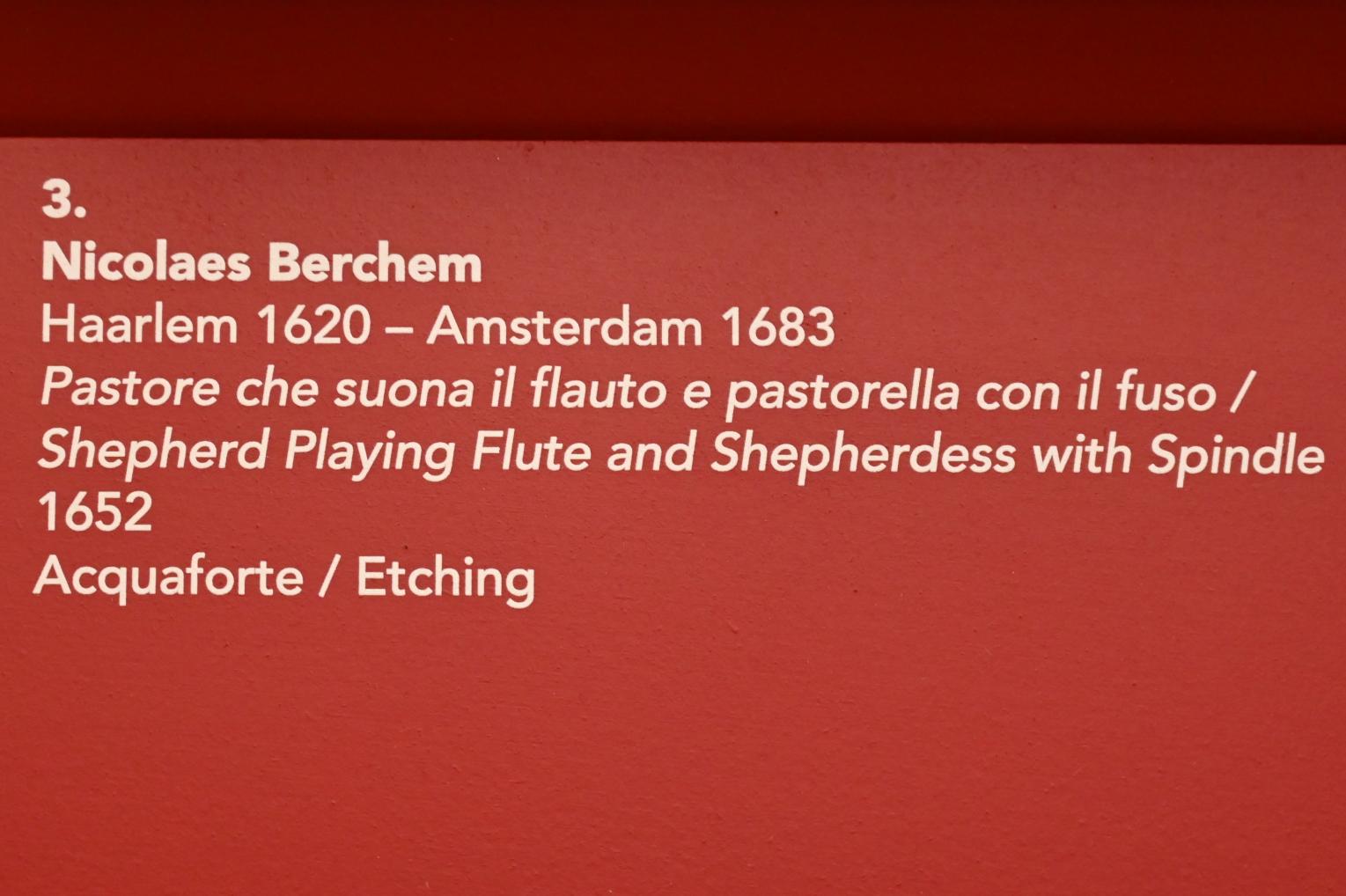 Nicolaes Berchem (1646–1675), Flöte spielender Hirte und Hirtin mit Spindel, Turin, Galleria Sabauda, Saal 18, 1652, Bild 2/2