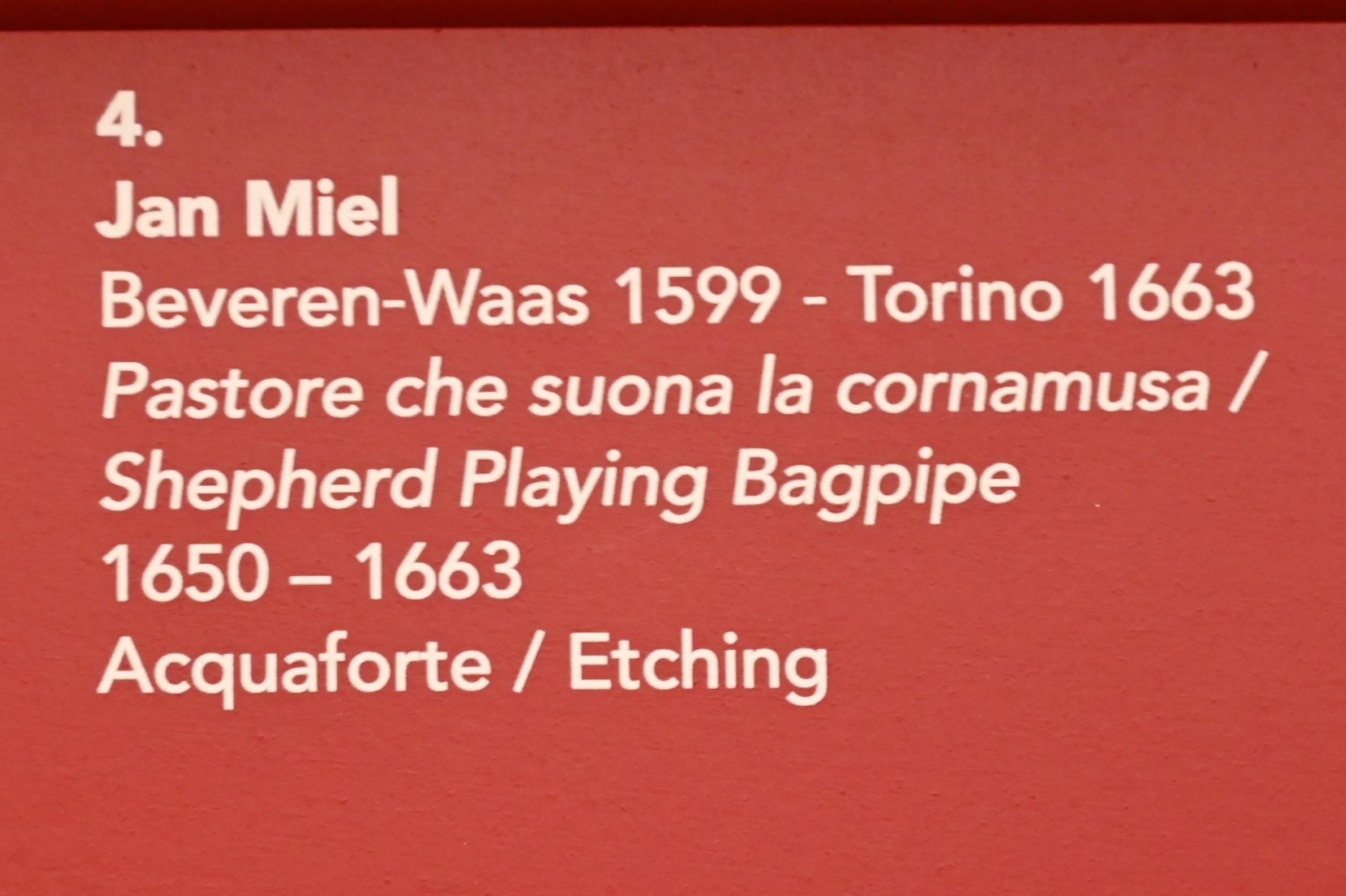 Jan Miel (1656), Dudelsack spielender Hirte, Turin, Galleria Sabauda, Saal 18, 1650–1663, Bild 2/2