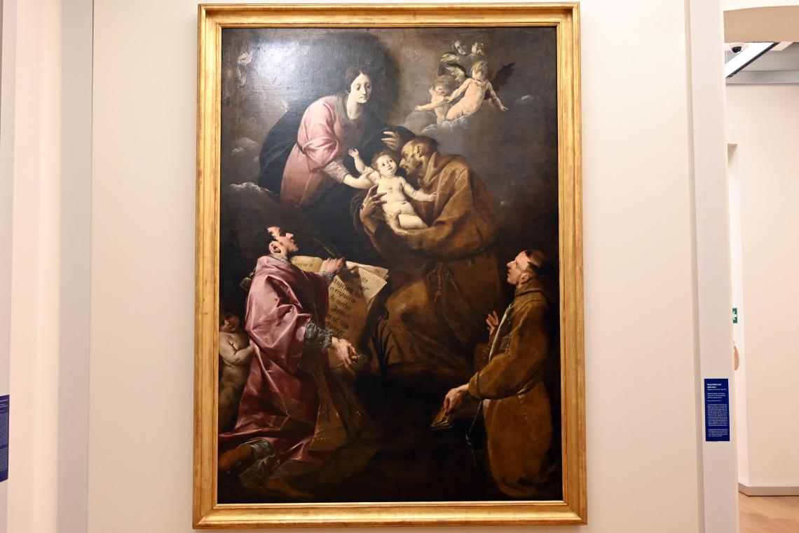 Giovanni Battista Crespi (Cerano) (1593–1638), Madonna mit Kind, der heilige Franziskus von Assisi, der heilige Laurentius und ein Mönch, Turin, Kirche Santa Maria al Monte dei Cappuccini, jetzt Turin, Galleria Sabauda, Saal 19, um 1637–1640