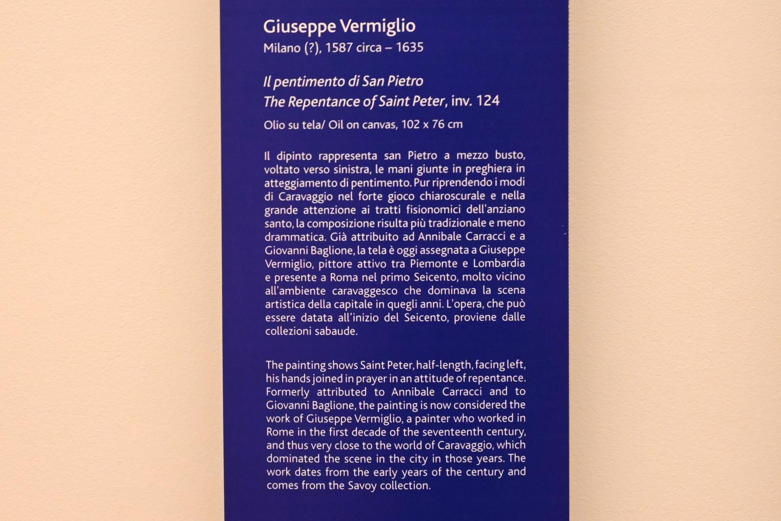 Giuseppe Vermiglio (1627), Buße des Heiligen Petrus, Turin, Galleria Sabauda, Saal 20, Undatiert, Bild 2/2