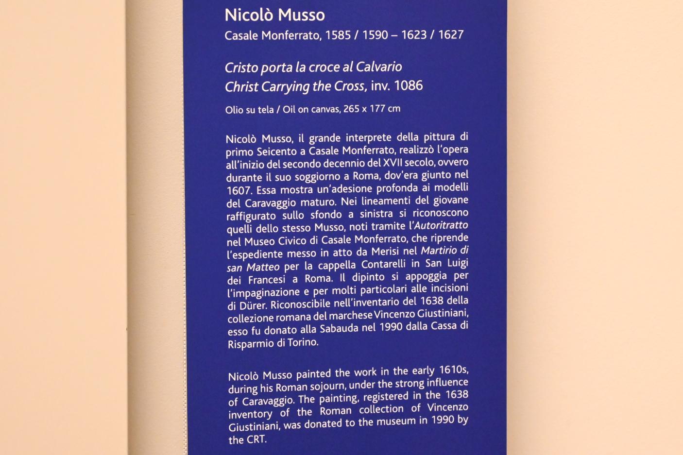 Niccolò Musso (1611), Kreuztragung Christi, Turin, Galleria Sabauda, Saal 20, um 1610–1613, Bild 2/2