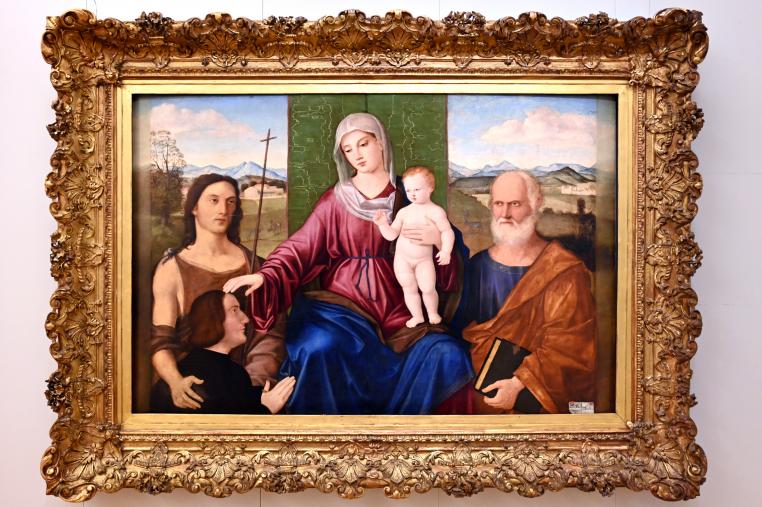 Pietro degli Ingannati (1520–1535), Heilige Familie mit Johannes dem Täufer und kniendem Stifter, Turin, Galleria Sabauda, Saal 10, 1530–1540