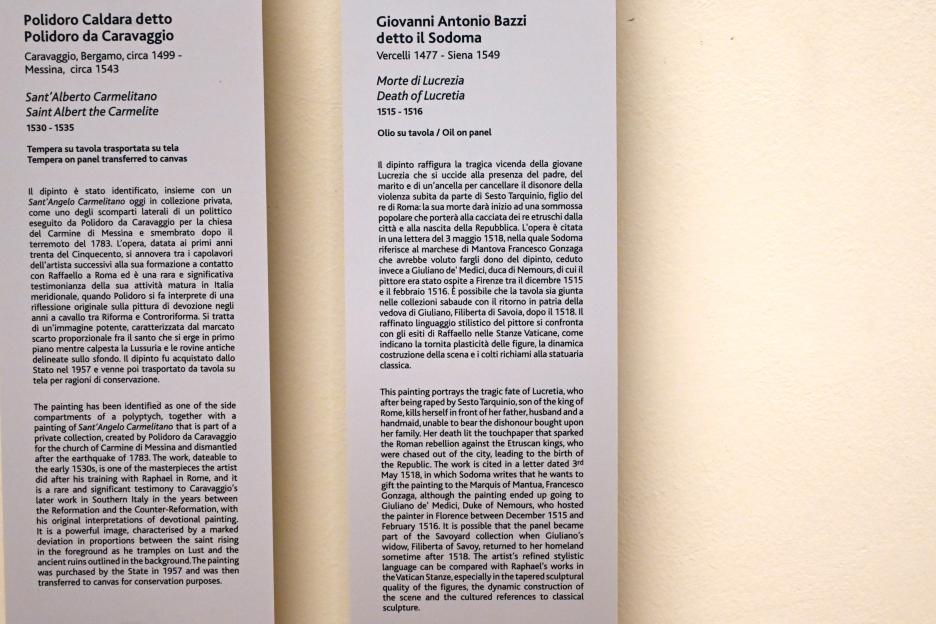 Il Sodoma (Giovanni Antonio Bazzi) (1490–1544), Tod der Lucretia, Turin, Galleria Sabauda, Saal 11, 1515–1516, Bild 2/2
