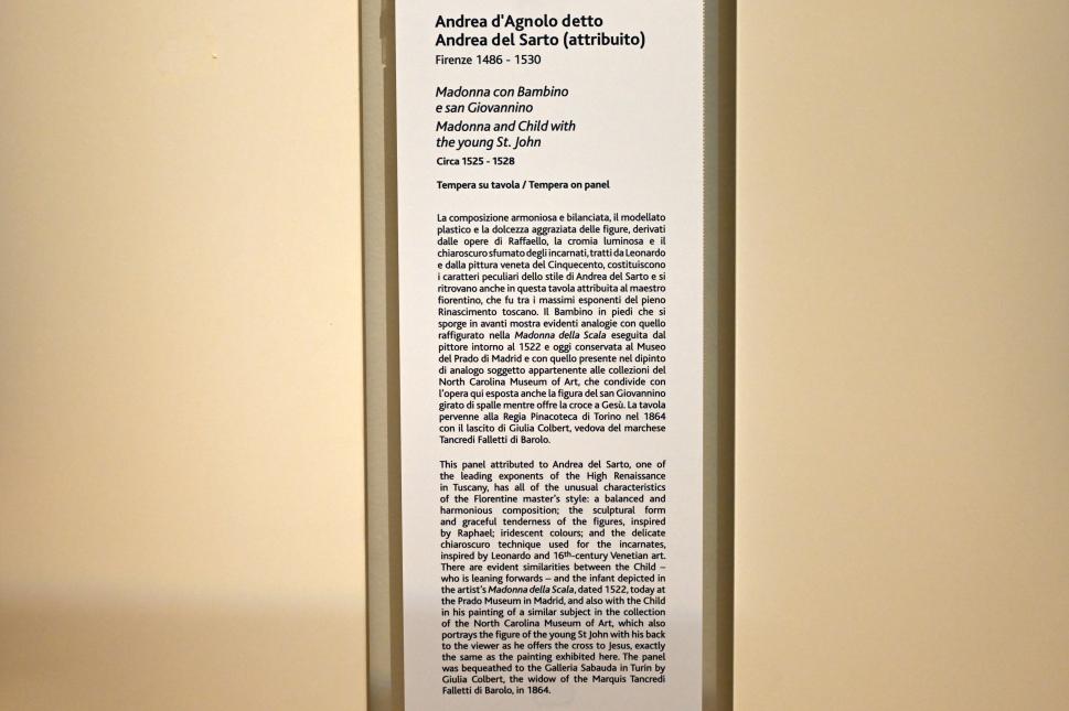 Andrea del Sarto (1512–1529), Maria mit Kind und dem Johannesknaben, Turin, Galleria Sabauda, Saal 12, um 1525–1528, Bild 2/2