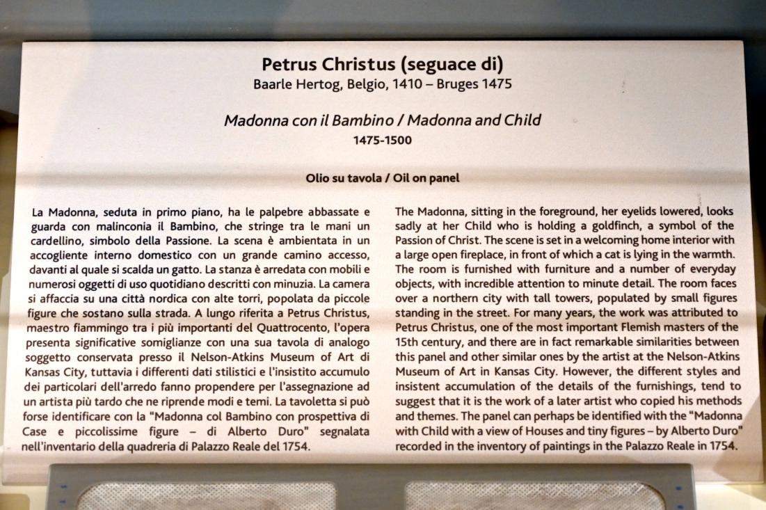 Petrus Christus (Nachahmer) (1447–1475), Maria mit Kind, Turin, Galleria Sabauda, Saal 13, 1475–1500, Bild 2/2