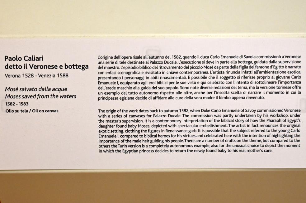 Paolo Caliari (Veronese) (1547–1587), Moses wird aus dem Wasser gerettet, Turin, Galleria Sabauda, Saal 14, 1582–1583, Bild 2/2