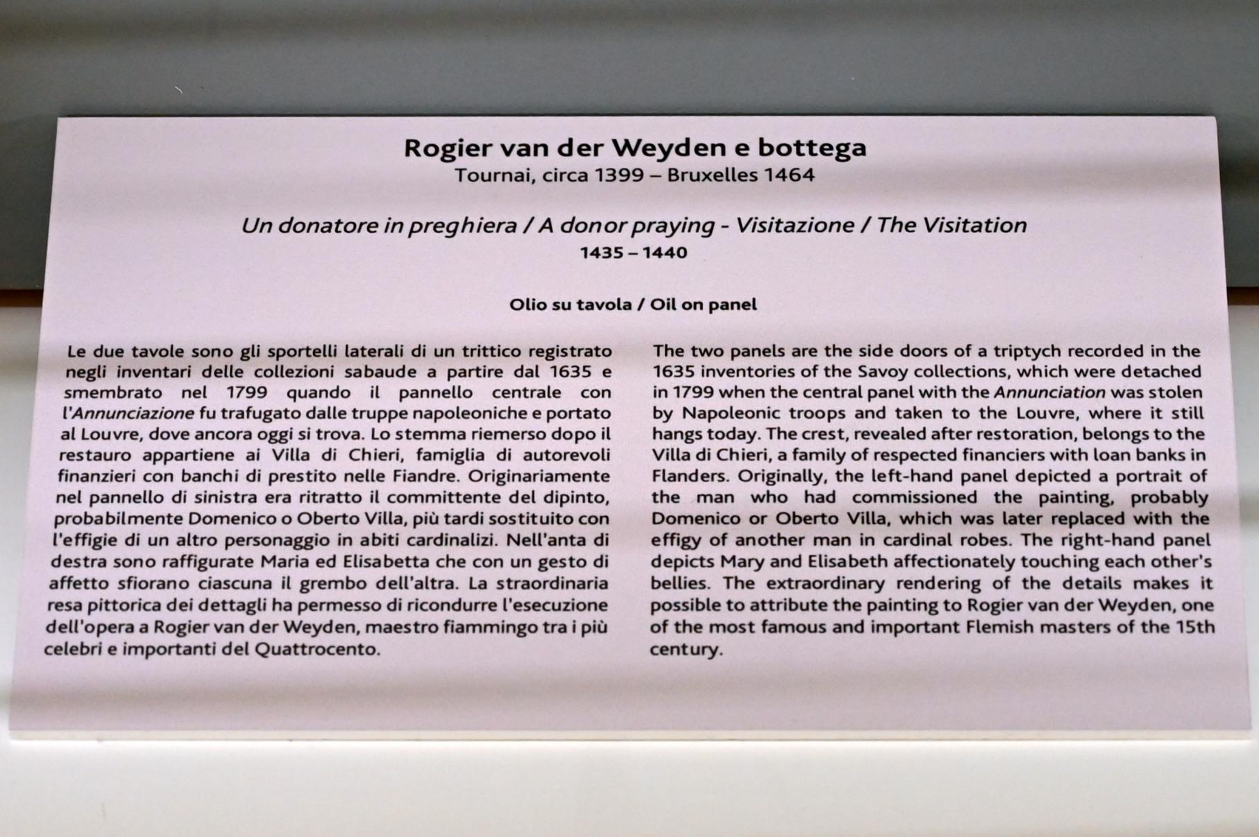 Rogier van der Weyden (1433–1464), Betender Stifter, Turin, Galleria Sabauda, Saal 14, 1435–1440, Bild 2/2